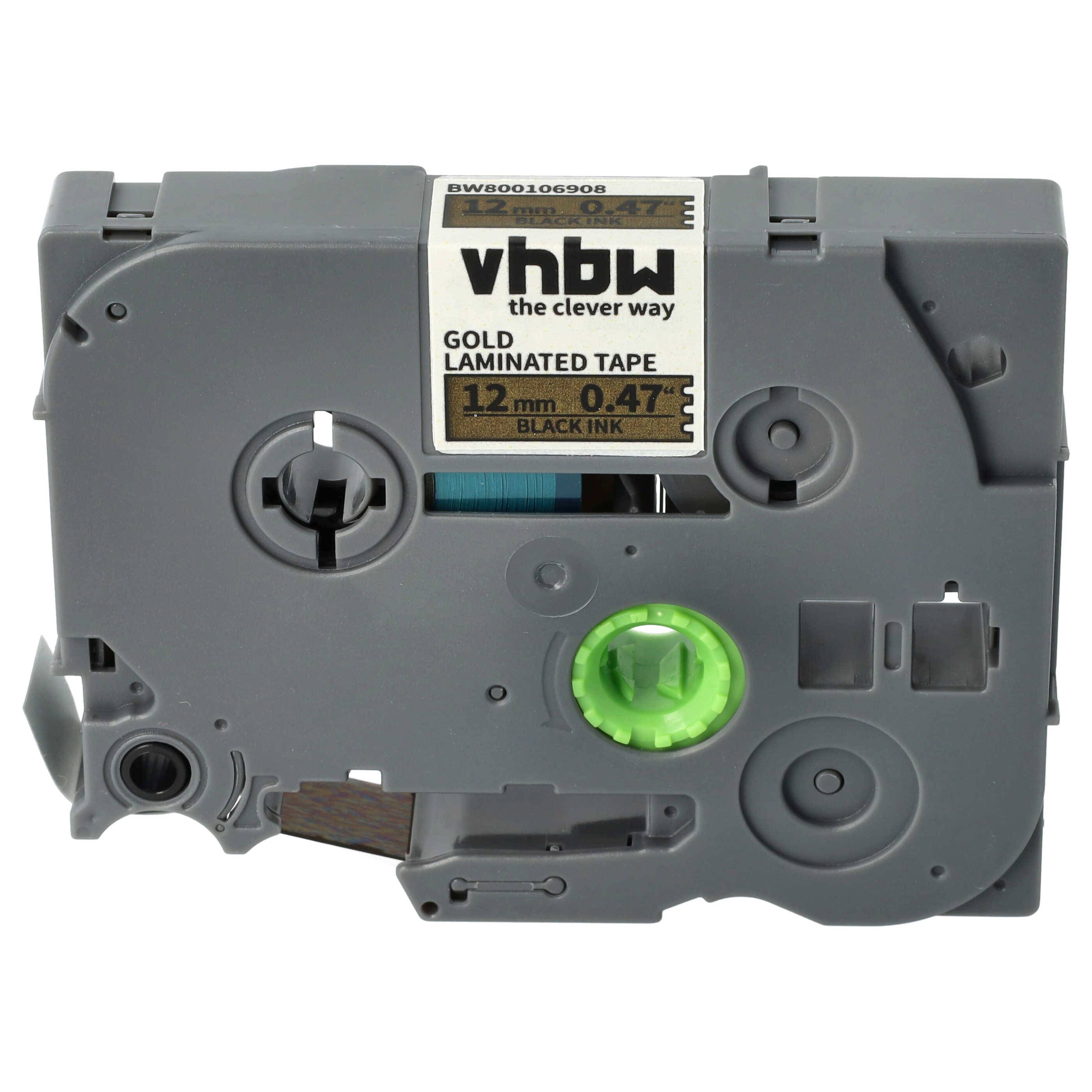 vhbw Schriftband-Kassette kompatibel mit Brother PT 1100CH | 1100QL, 1080SBT, 1090, 1090BK, 1100, 1100SB Etiketten-Drucker 8m x 12mm Schwarz auf