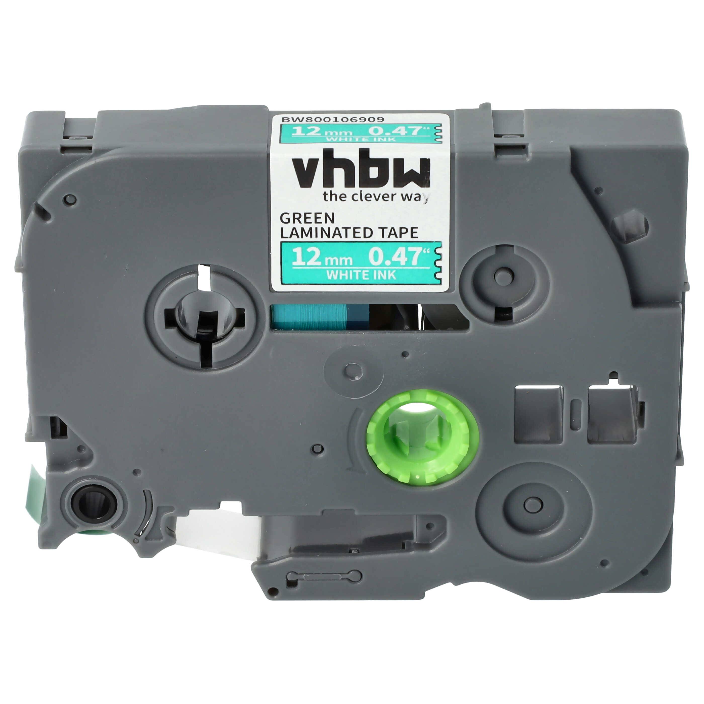 vhbw Schriftband-Kassette kompatibel mit Brother ST 1150, 1150DX, 5 Etiketten-Drucker 8m x 12mm Weiß auf Grün