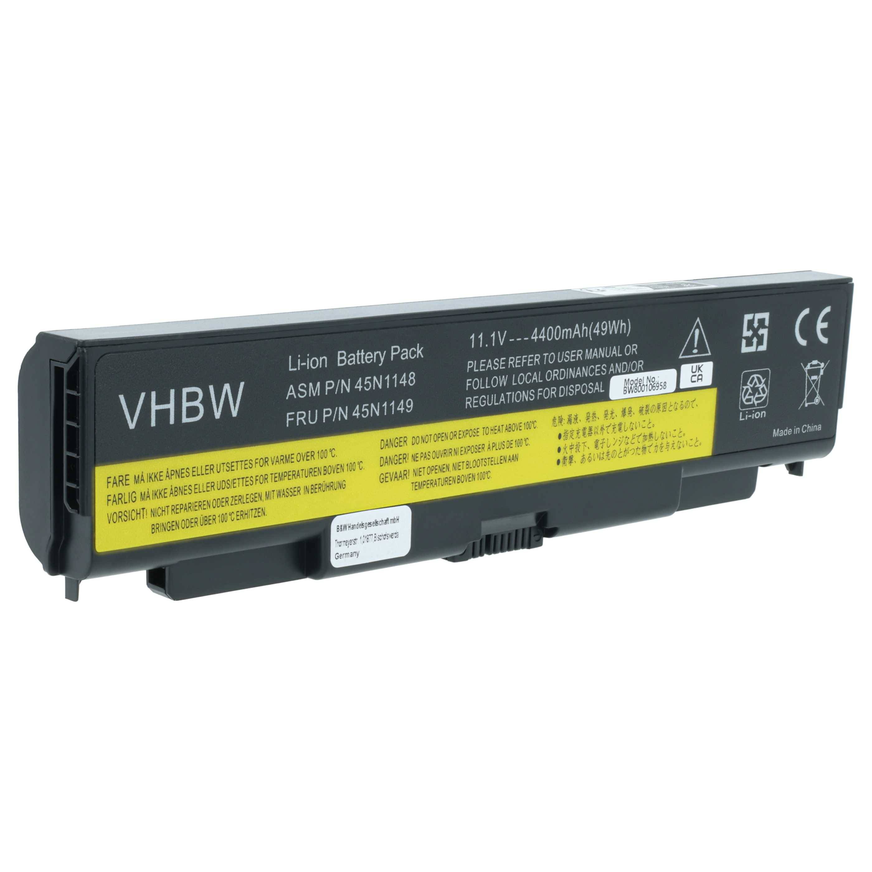 vhbw Akku kompatibel mit Lenovo ThinkPad W540 20BH001MUS, W540 20BH001NUS, W540 20BH001WUS Notebook (4400 mAh, 11,1 V, Li-Ion)