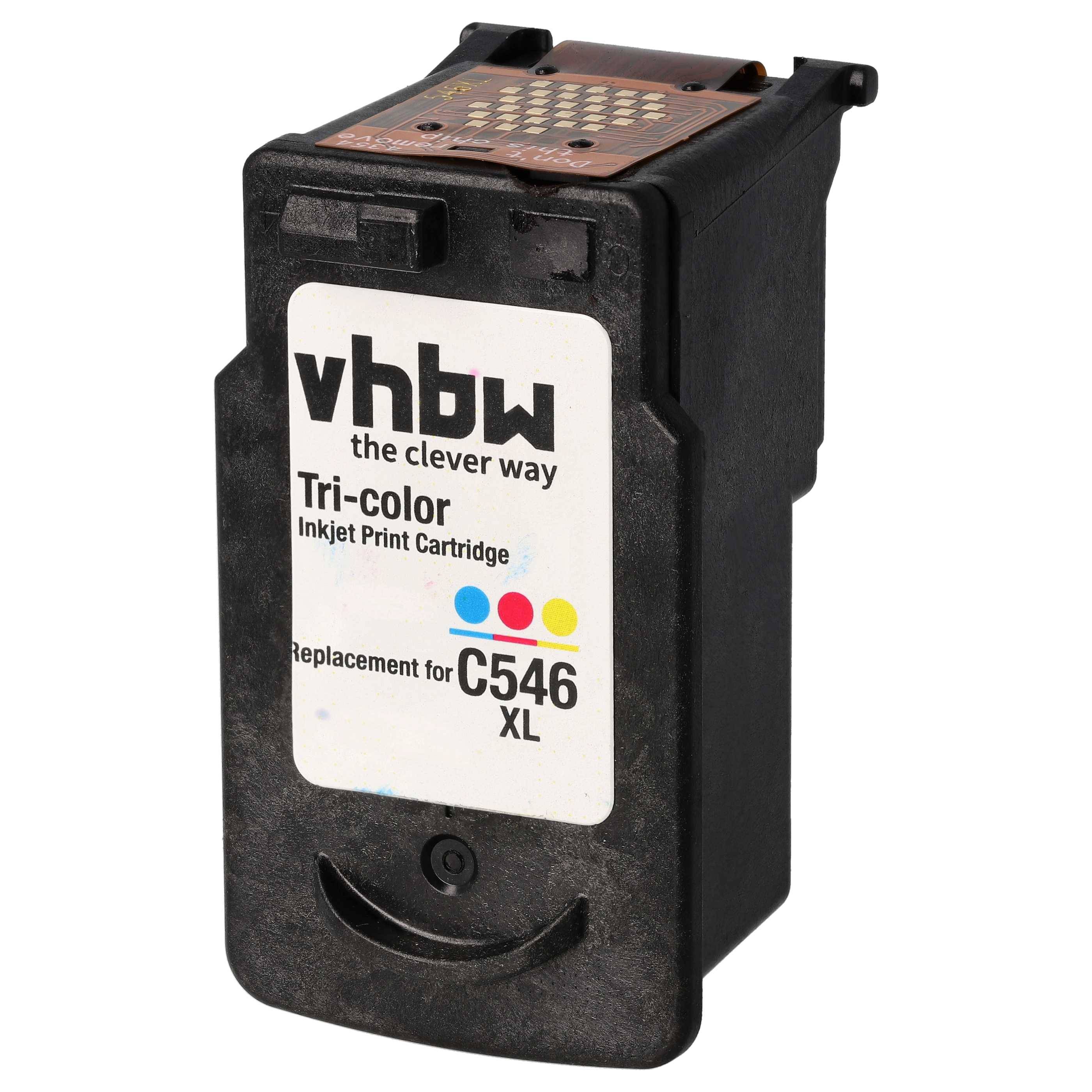 Schwarze Tintenstrahldruckerkassette in Tri-Color mit der Beschriftung „vhbw