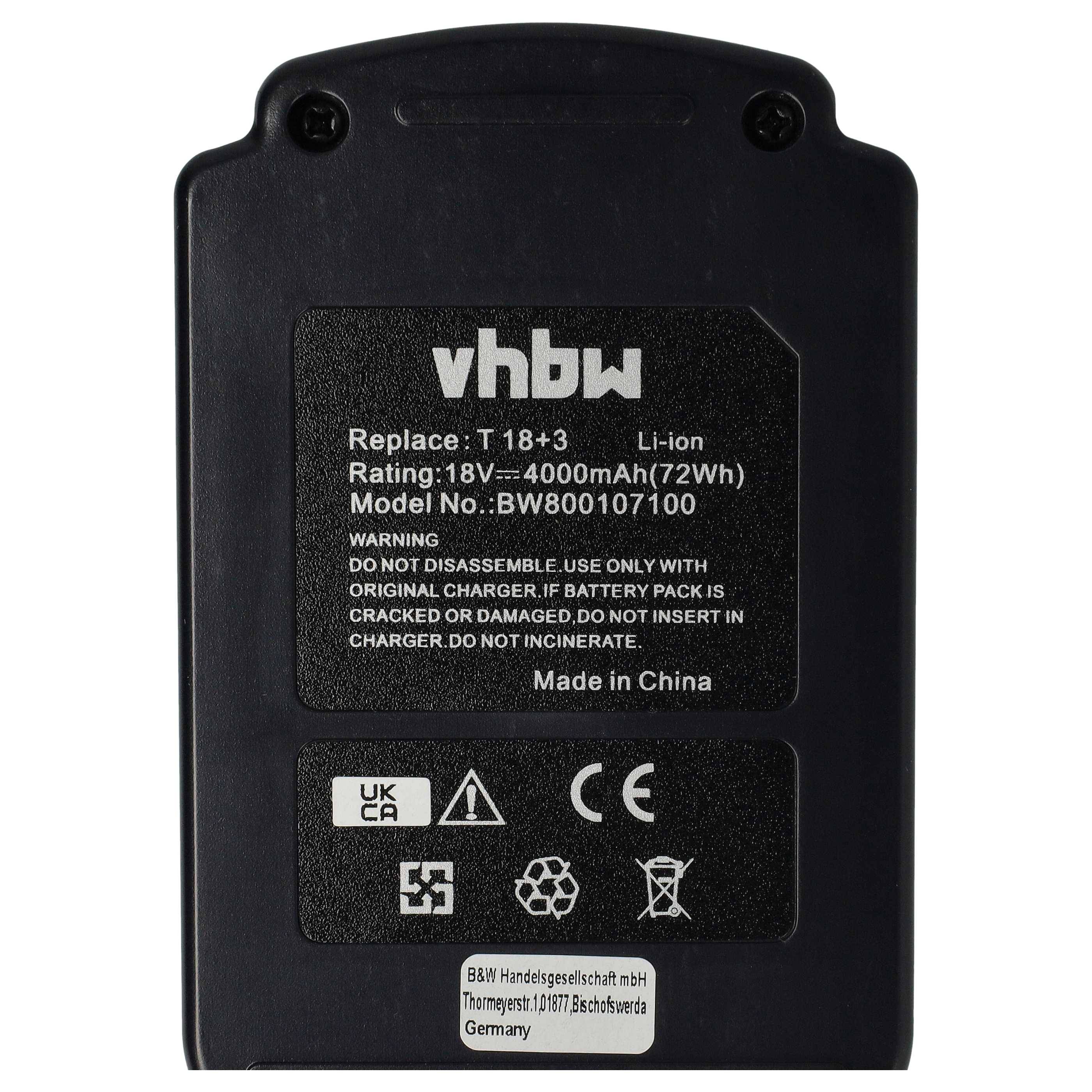 vhbw Akku kompatibel mit Festo Festool HKC 55 Li 5.2 EB-Set-FSK420, HKC 55 Li 5.2 EB-Plus Werkzeug (4000 mAh, Li-Ion, 18 V)