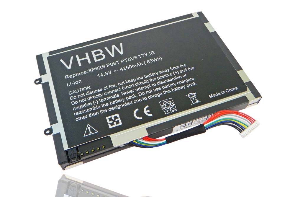 vhbw Akku Ersatz für Dell 0PT6V8, 0DKK25, 312-0984, 08P6X6, 999T2086F, 8P6X6, 0T7YJR für Notebook (4250 mAh, 14,8 V, Li-Ion)