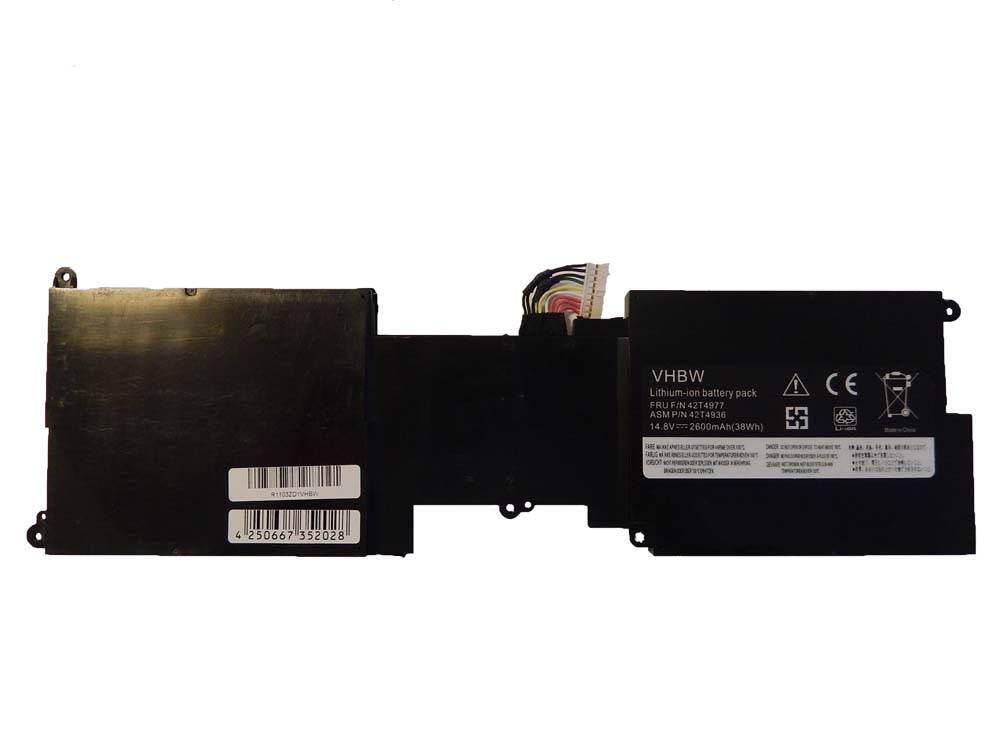vhbw Akku Ersatz für Lenovo 0A36279, 42T4937, 42T4938, ASM 42T4936, FRU 42T4977 für Notebook (2600mAh, 11,1V, Li-Ion)