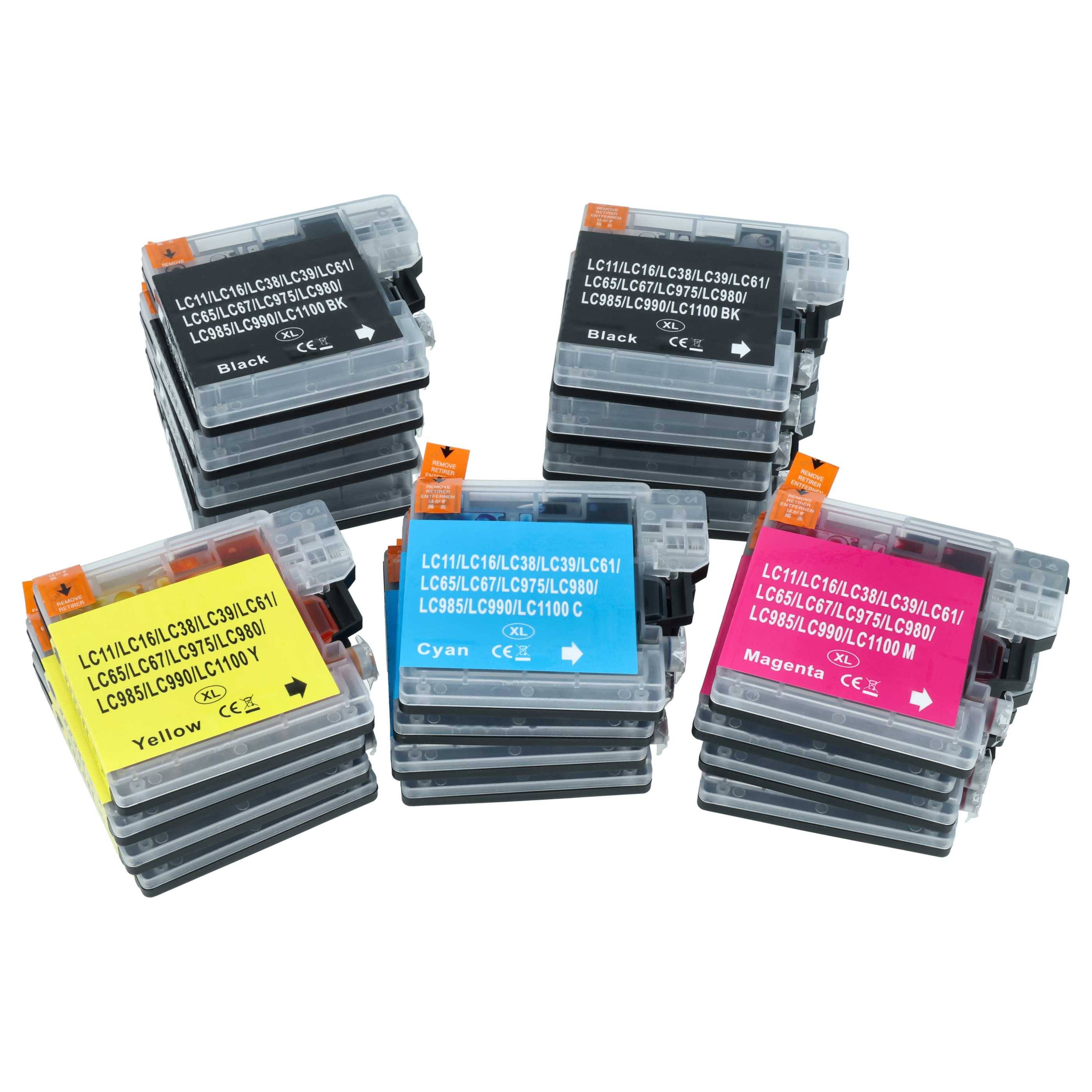 vhbw 20x Tintenpatronen kompatibel mit Brother DCP-375CW, DCP-6690CW, DCP-585CW, DCP-535CN, DCP-395CN, DCP-387C, DCP-385C Drucker (Kompatibel)