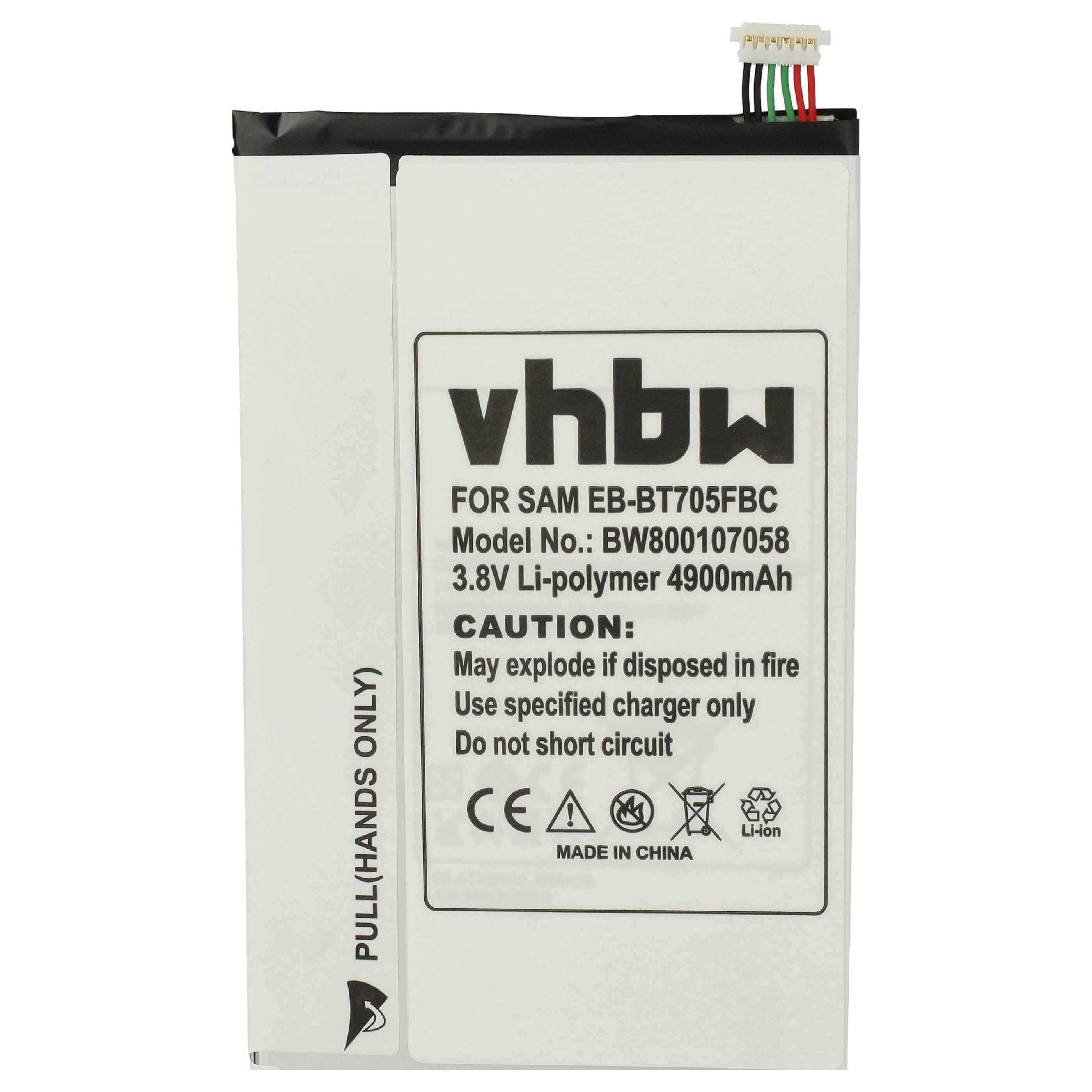 vhbw 1x Akku kompatibel mit Samsung Galaxy Tab SM-T705 | Klimt, S 8.4, S 8.4 WiFi, SC-03G, SM-T700 Tablet Pad (4900 mAh, 3,8 V, Li-Polymer)