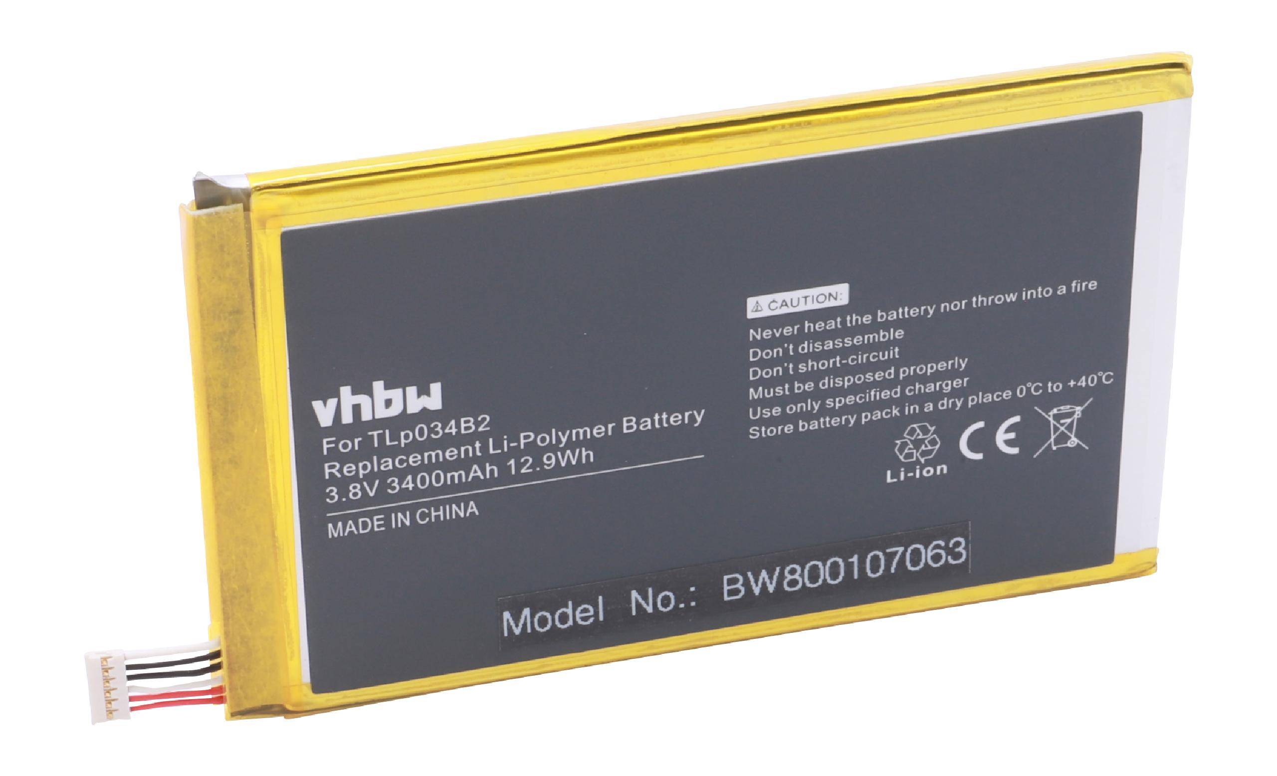 vhbw Akku 3400mAh für Handy Telefon Smartphone Alcatel Hero N3, One Touch Hero, 8020, 8020D, OT-8020D, OT-8020D, TCL N3Y910T, Y910, Y910T wie