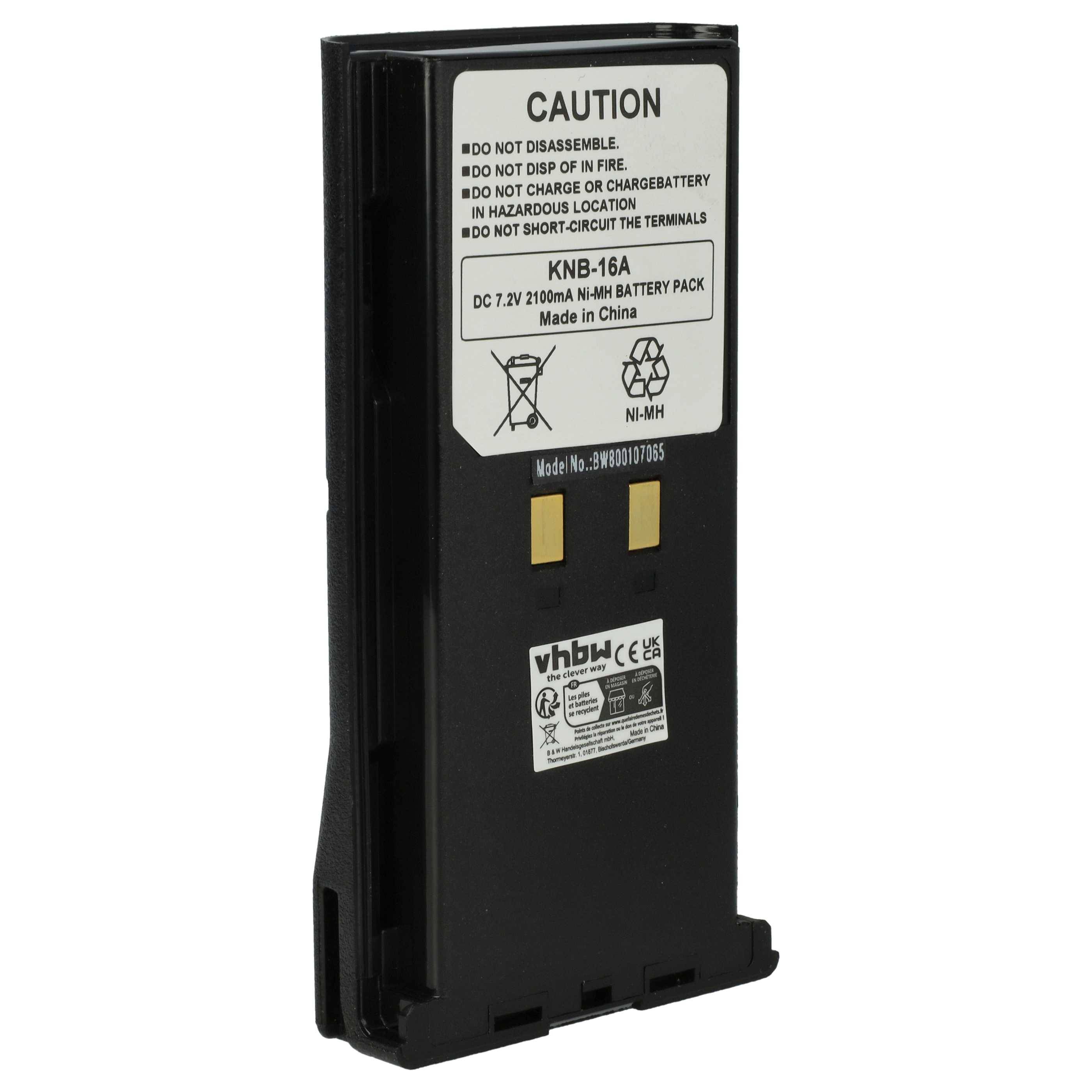 vhbw Akku Ersatz für Kenwood KNB-52N, KNB-22N, KNB-21N, KNB-17N, KNB-17A, KNB-16A für Funkgerät, Walkie Talkie (2100 mAh, 7,2 V, NiMH)
