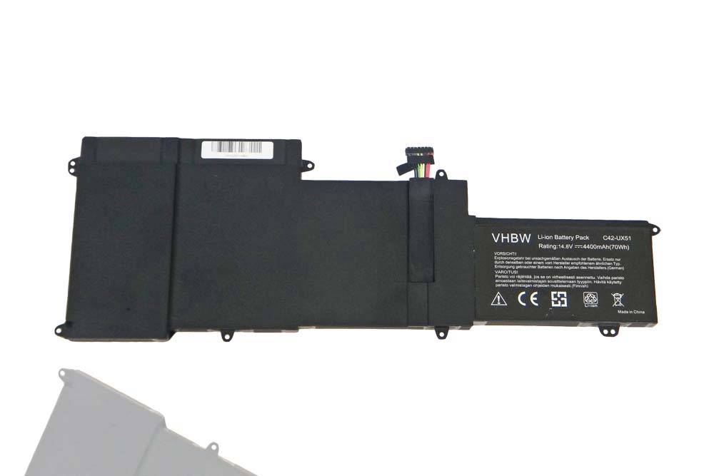 vhbw Akku Ersatz für Asus C42-UX51 | für Notebook (4750 mAh, 14,8 V, Li-Polymer)