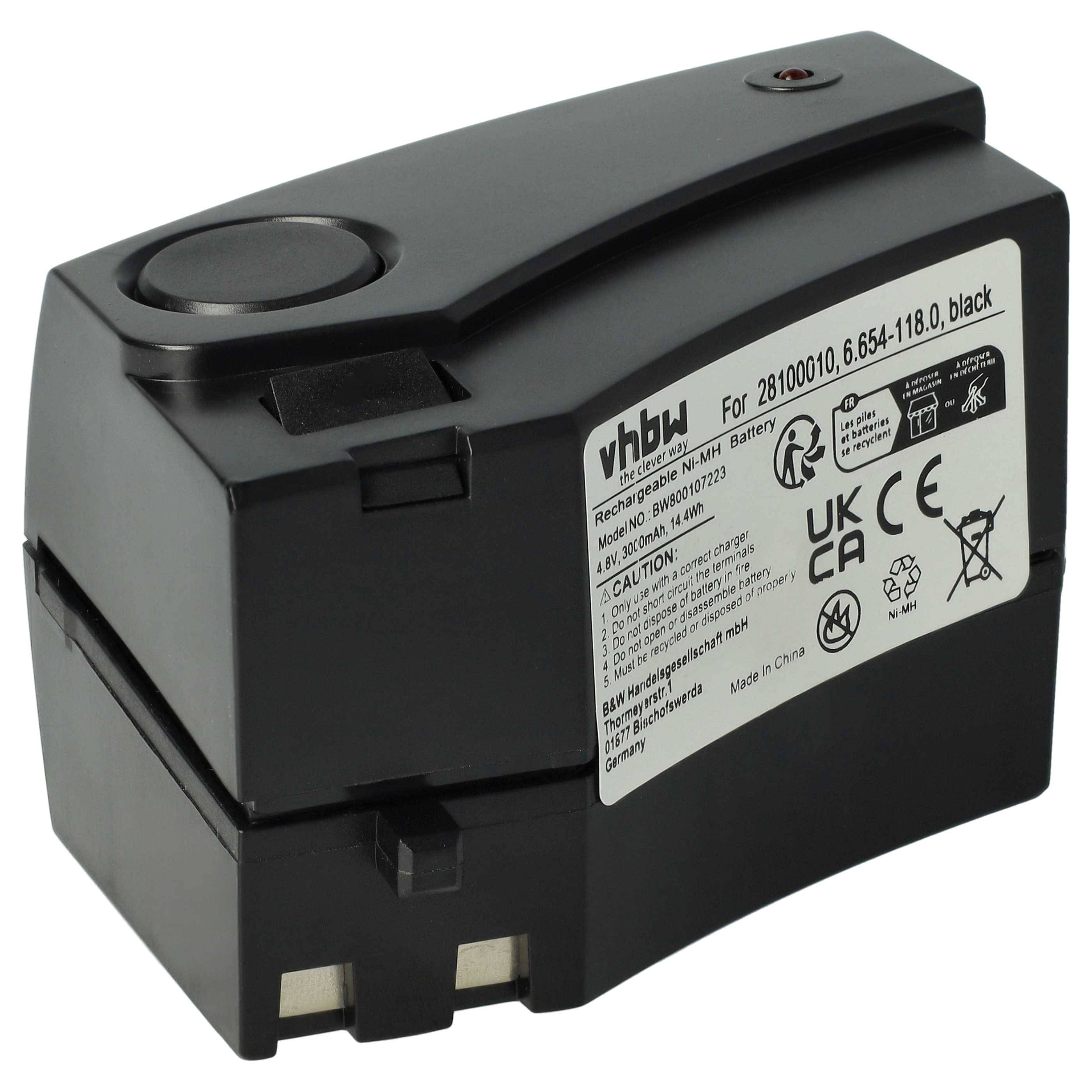 Schwarzer wiederaufladbarer Batteriepack mit Etikett und Anschllussklemmen.