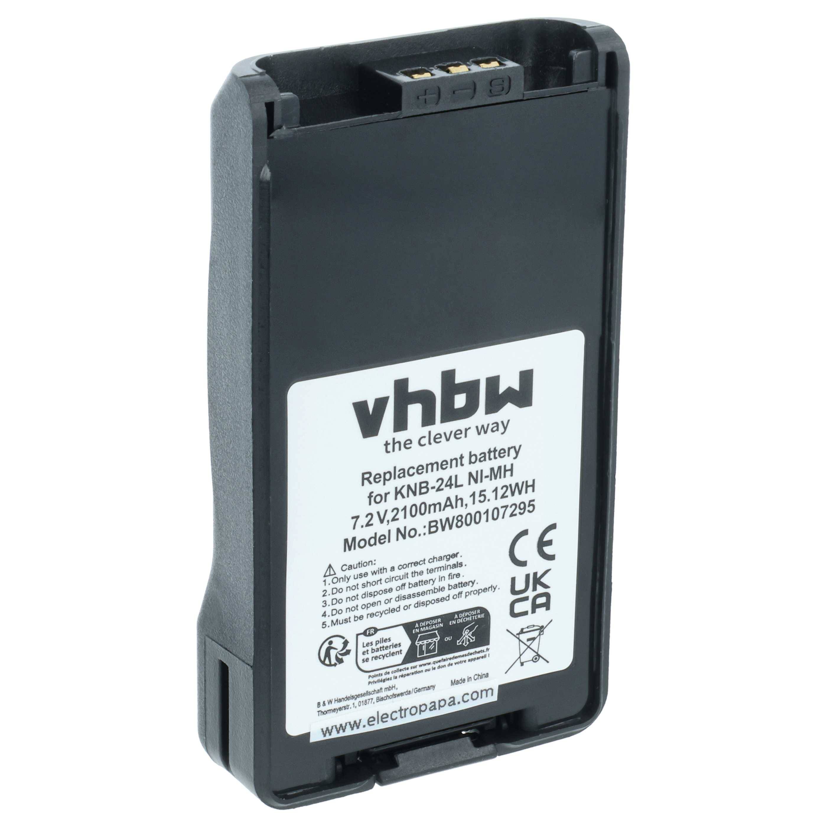 vhbw Akku Ersatz für Kenwood KNB-56L, KNB-57, KNB-57Li, KNB-57L, KNB-56, KNB-56N, KNB-55Li für Funkgerät, Walkie Talkie (2100 mAh, 7,2 V, NiMH)
