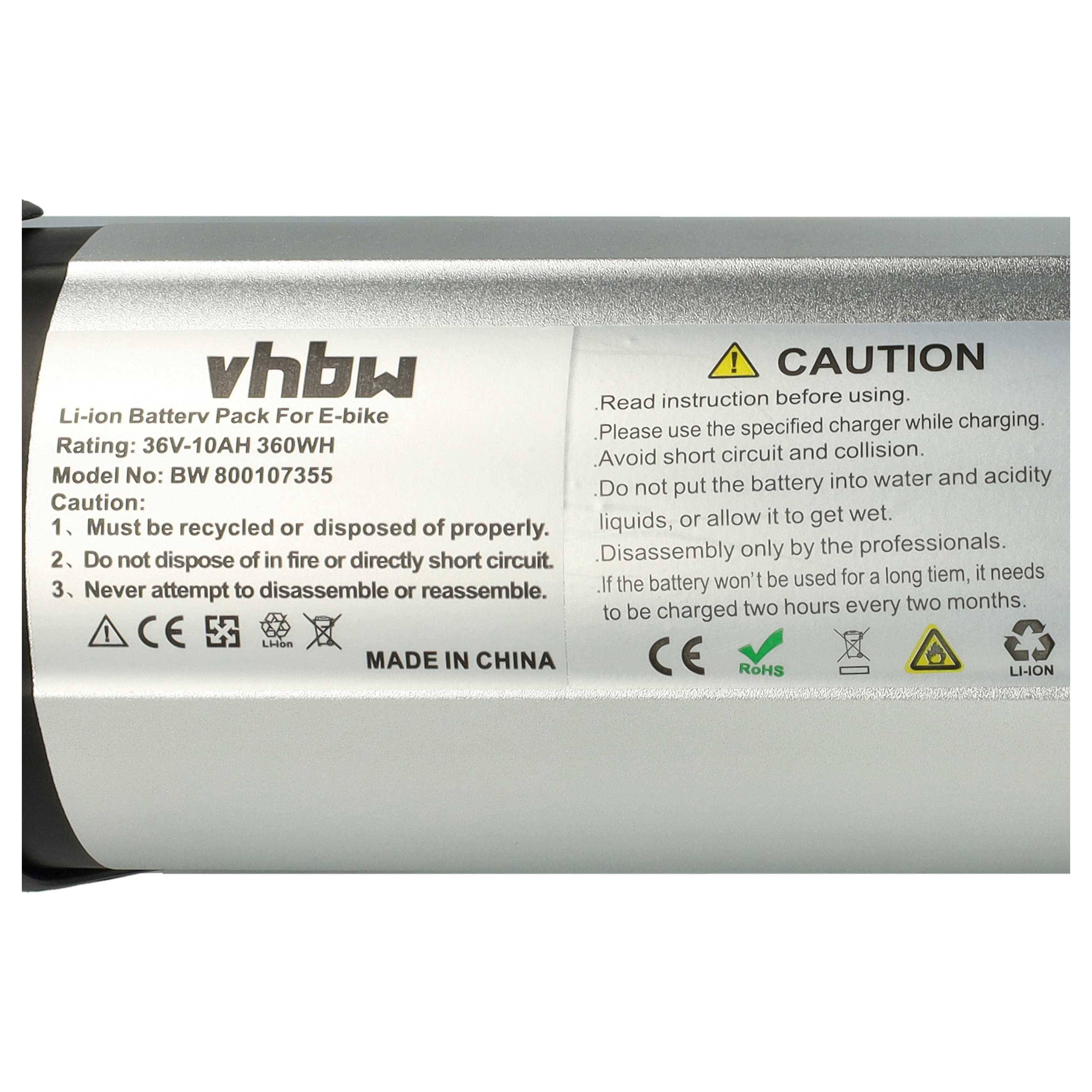 vhbw Akku für Prophete (TRIO), DeHawk, Stratos, LandCrossers u.a. E-Bike Elektrofahrrad (10 Ah, 36 V, Li-Ion) + Ladegerät - Silber