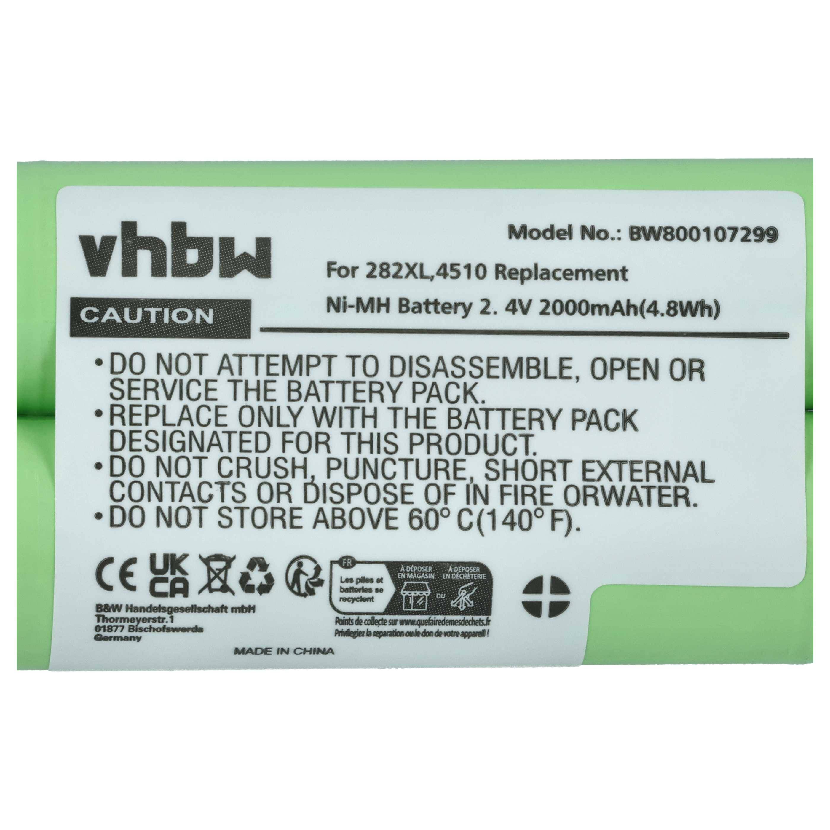 vhbw Akku kompatibel mit Philips Norelco 5602X, 5603X, 5601X, 5602XL, 5615X Rasierer Haarschneider (2000mAh, 2,4V, NiMH)
