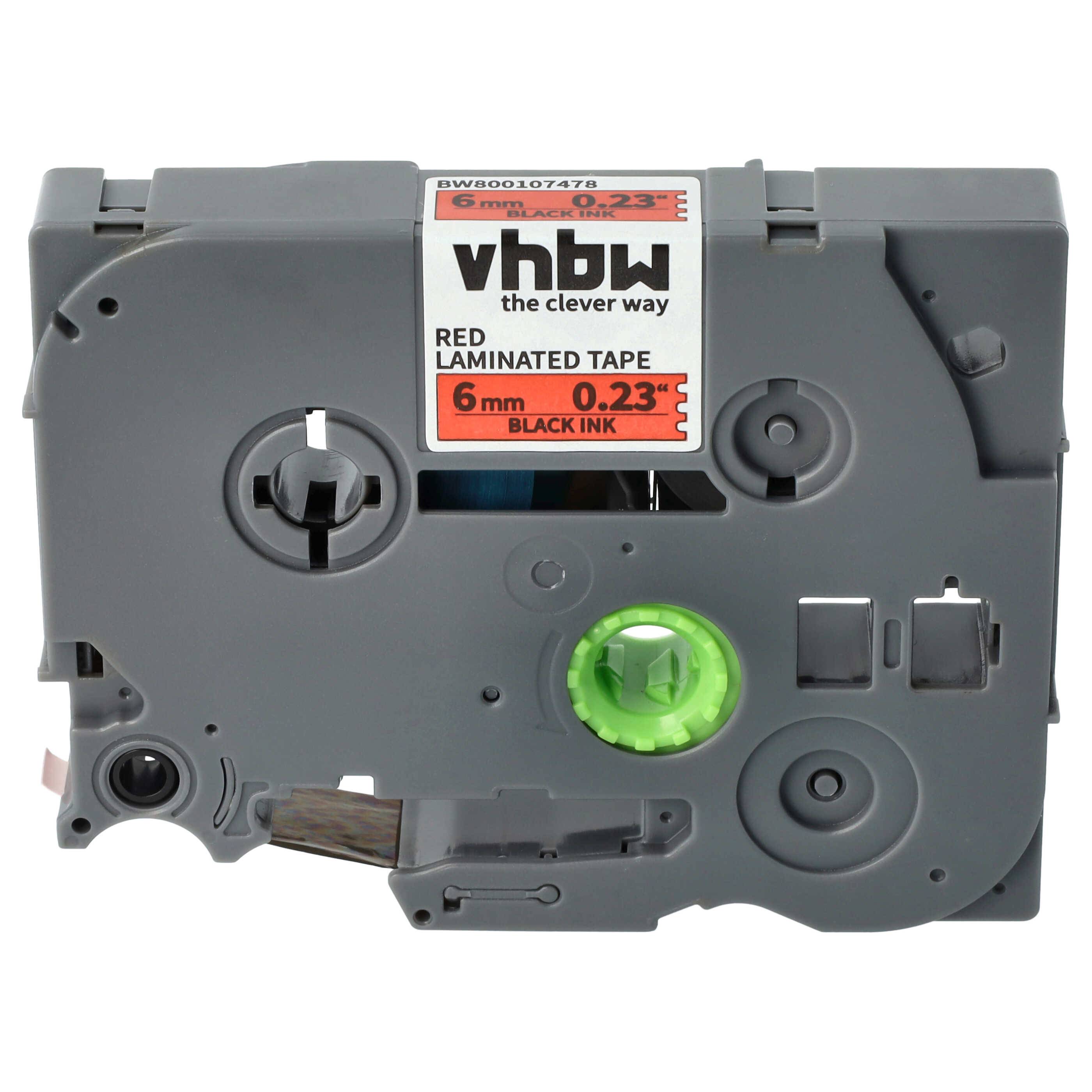 vhbw Schriftband-Kassette Ersatz für Brother TZE-411, TZ-411 für Etiketten-Drucker 8m x 6mm Schwarz auf Rot