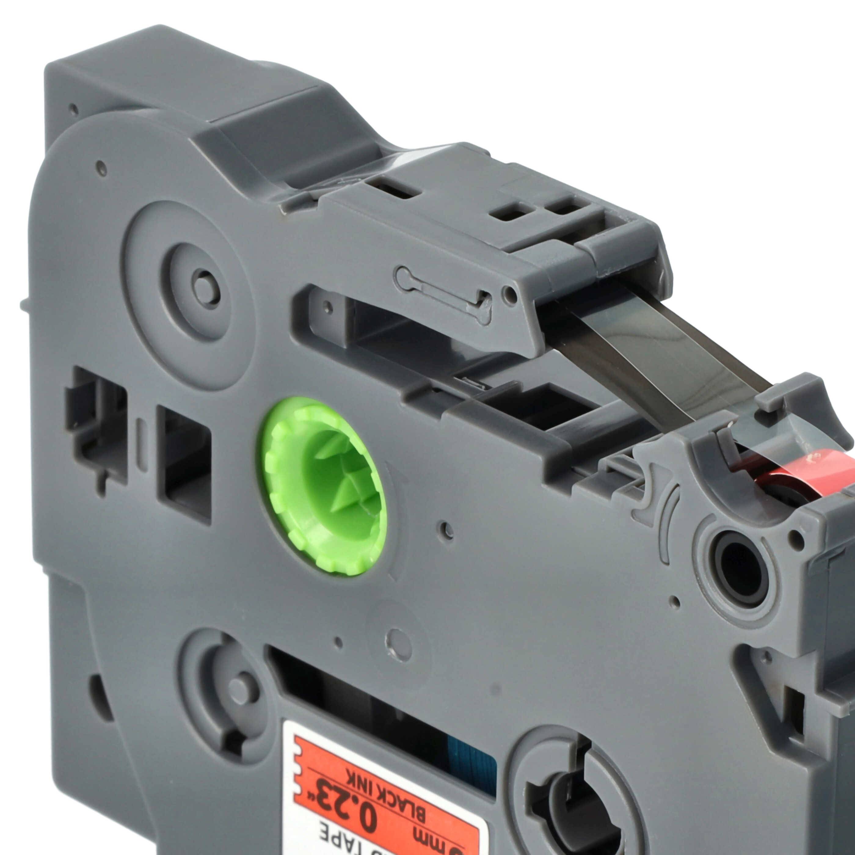 vhbw Schriftband-Kassette kompatibel mit Brother PT P700 Etiketten-Drucker 8m x 6mm Schwarz auf Rot