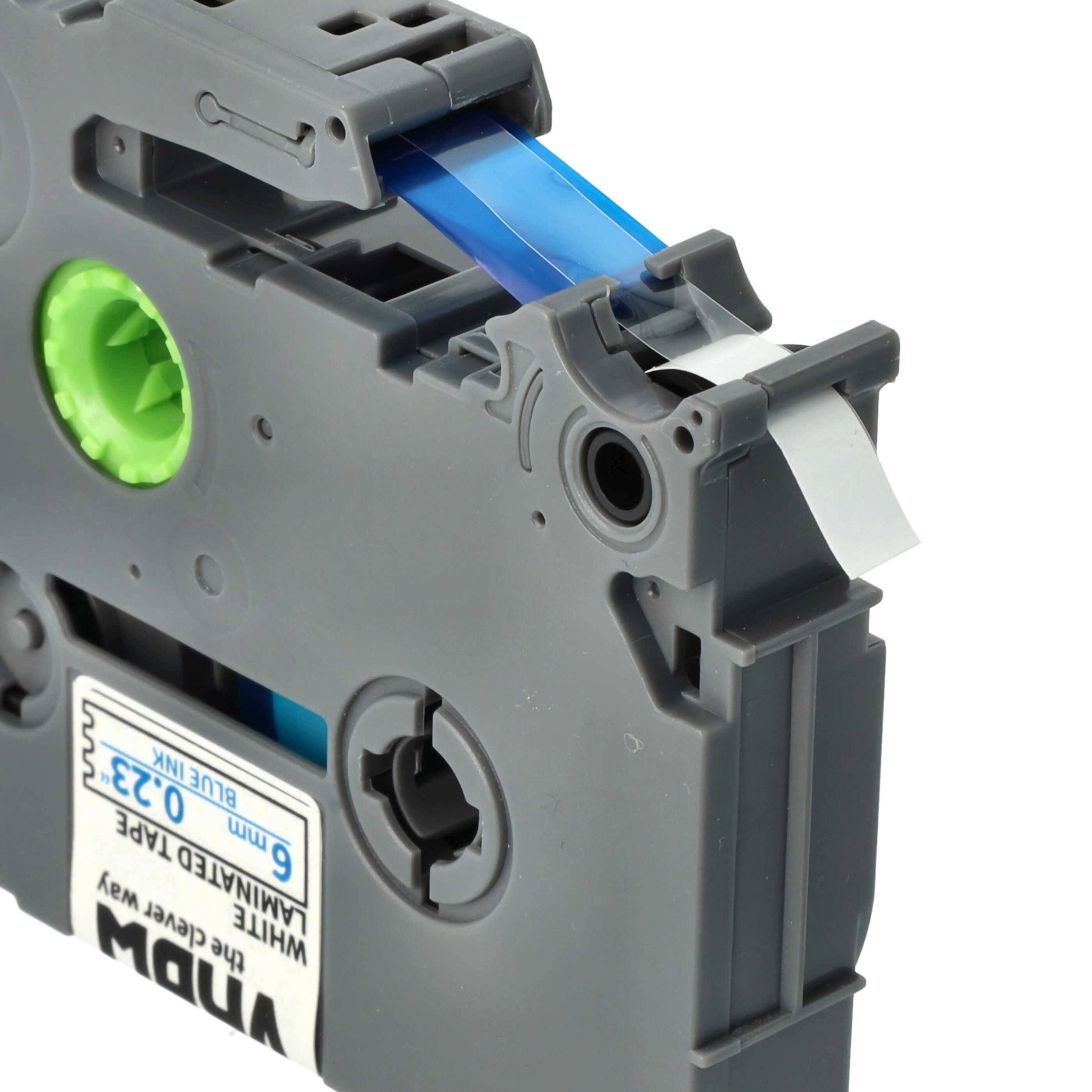 vhbw Schriftband-Kassette kompatibel mit Brother PT 1000, 1230PC, 1200P, 1200, 1090, 1080, 1010, 1000-Serie Etiketten-Drucker 8m x 6mm Blau auf Weiß