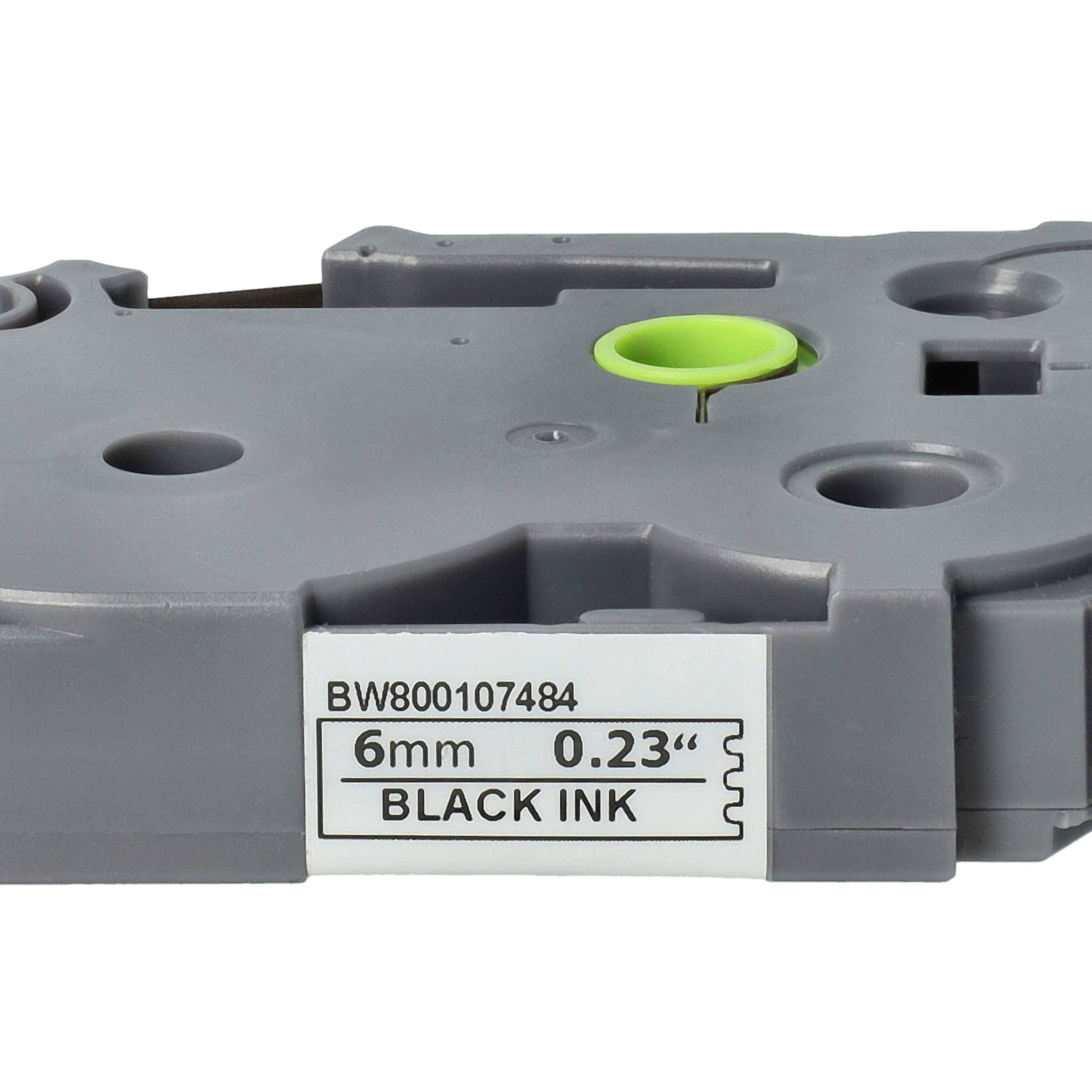 vhbw Schriftband-Kassette kompatibel mit Brother PT 1000, 1090, 1080, 1010, 1000-Serie Etiketten-Drucker 8m x 6mm Schwarz auf Weiß Sicherheitsband