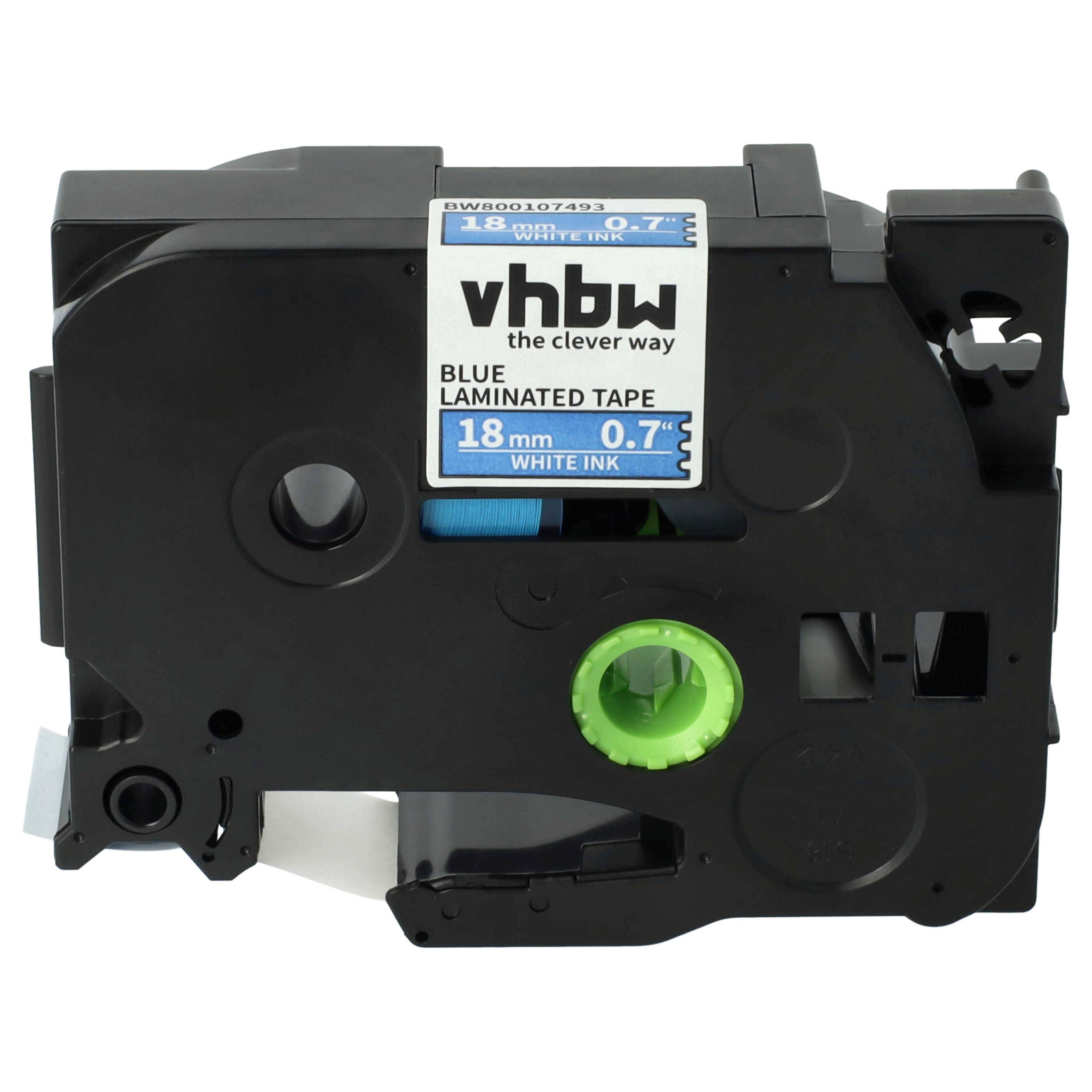 vhbw Schriftband-Kassette kompatibel mit Brother PT 540 C | 7500 VP, 550, 540, 3600, 340 C, 350 Etiketten-Drucker 8m x 18mm Weiß auf Blau