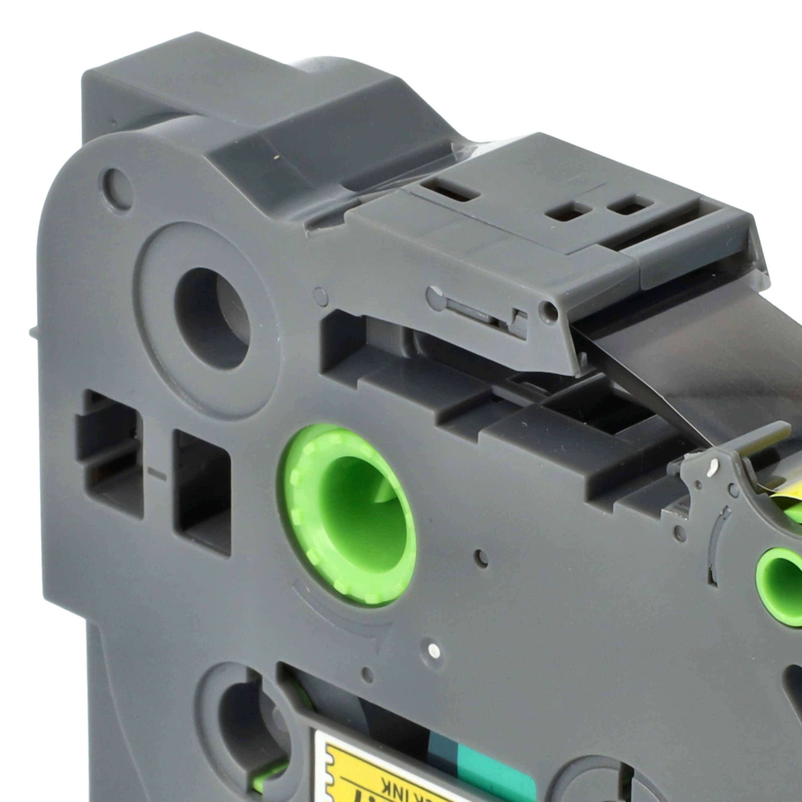 vhbw Schriftband-Kassette kompatibel mit Brother PT 1000 BTS, 1000 F, 1800 E, 1800, 1750 Etiketten-Drucker 8m x 18mm Schwarz auf Gelb, Flexibel