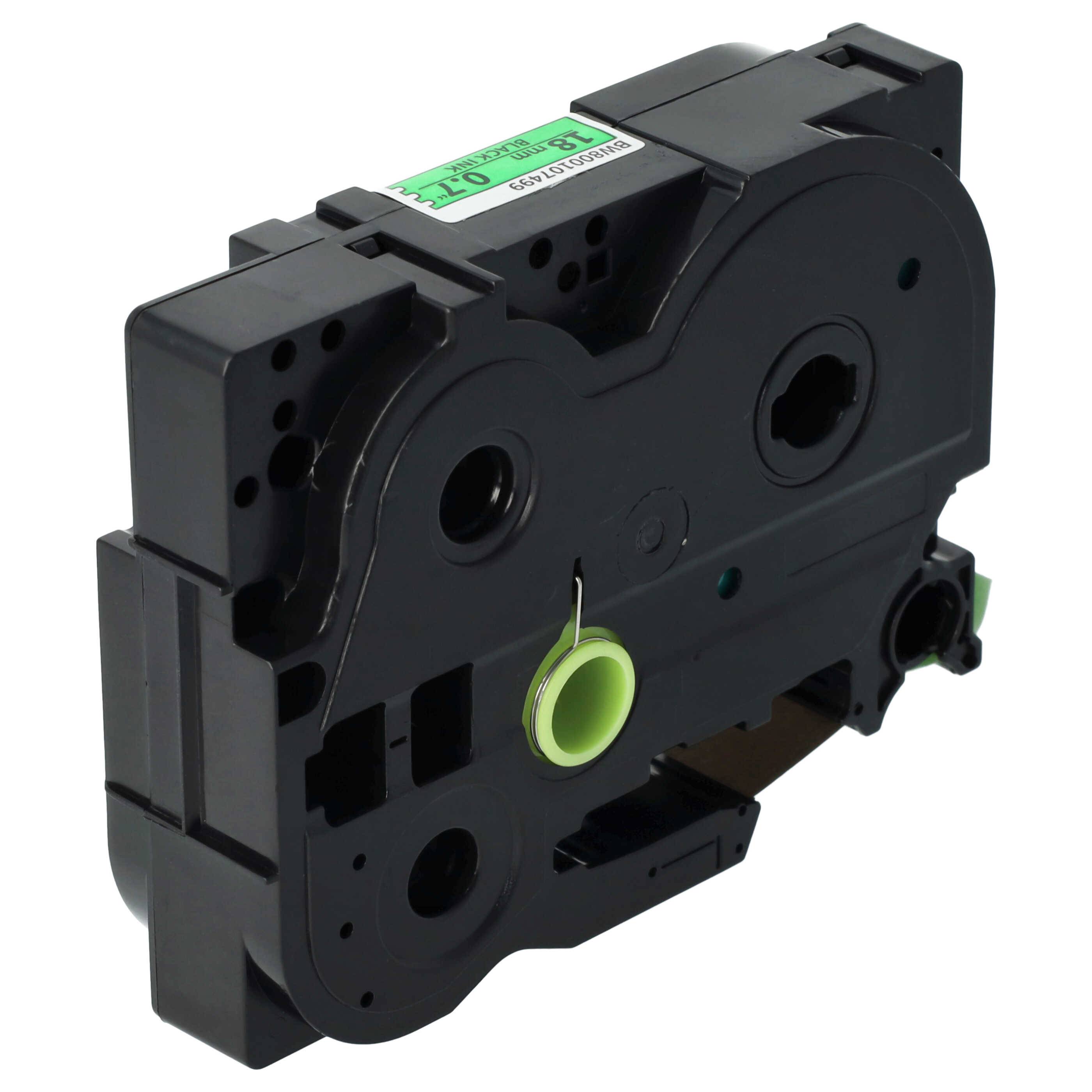 vhbw Schriftband-Kassette kompatibel mit Brother PT 1000 BTS, 1000 F, 1800 E, 1850, 1800, 1750 Etiketten-Drucker 8m x 18mm Schwarz auf Neon-Grün