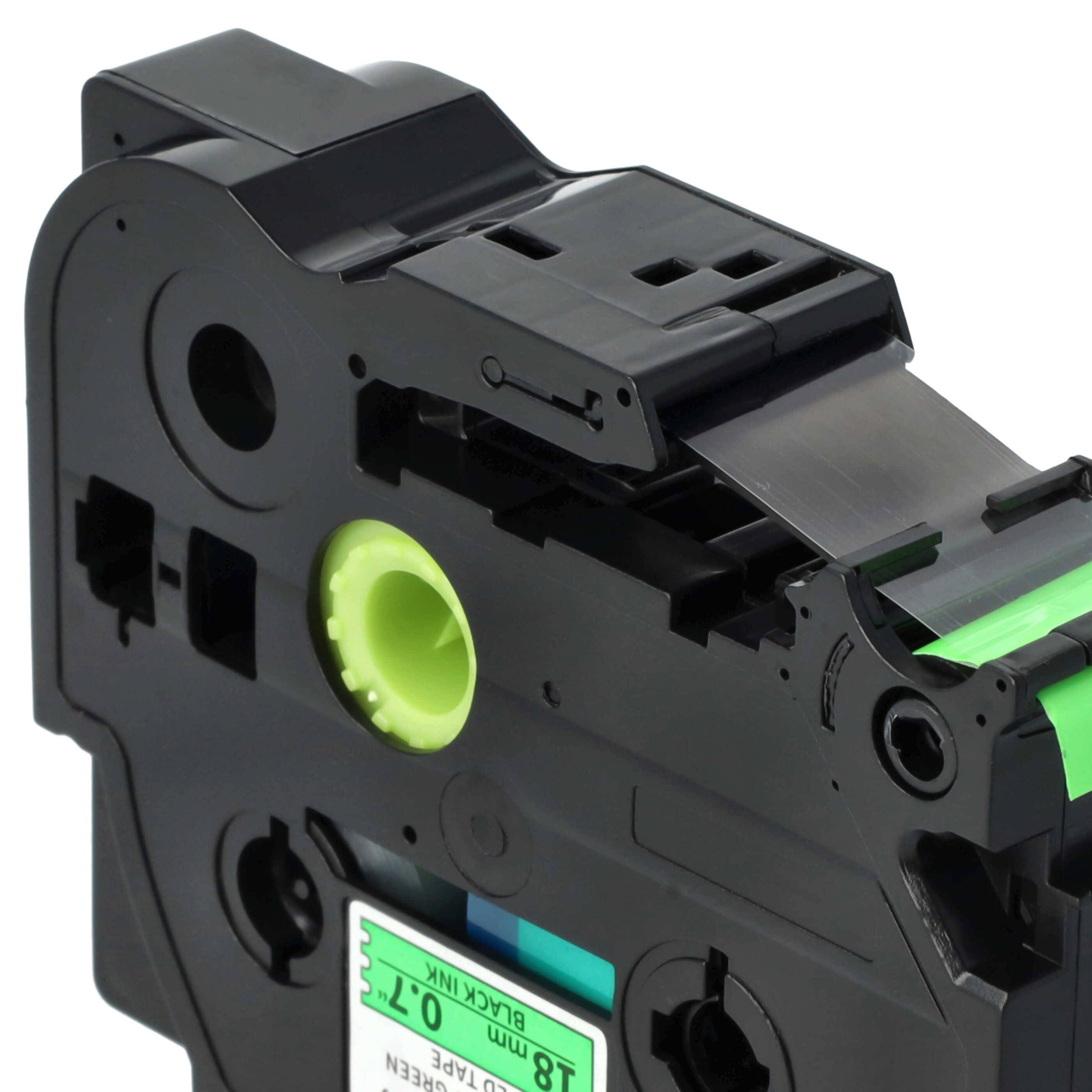 vhbw Schriftband-Kassette kompatibel mit Brother PT 1000 BTS, 1000 F, 1800 E, 1850, 1800, 1750 Etiketten-Drucker 8m x 18mm Schwarz auf Neon-Grün