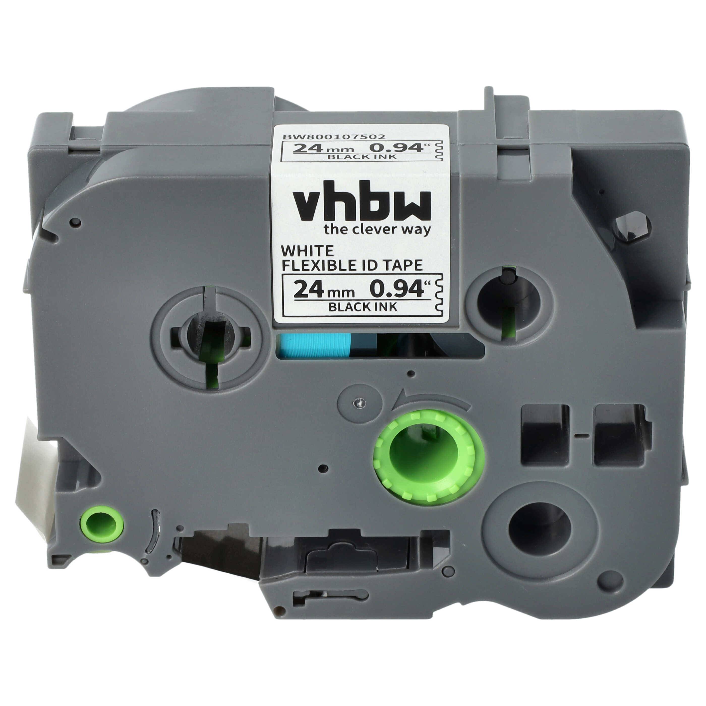 vhbw 1x Schriftband-Kassette kompatibel mit Brother PT 2480 | 2470, 2460, 2450 CC, 2450 DX, 2500 PC Etiketten-Drucker 24mm Schwarz auf Weiß