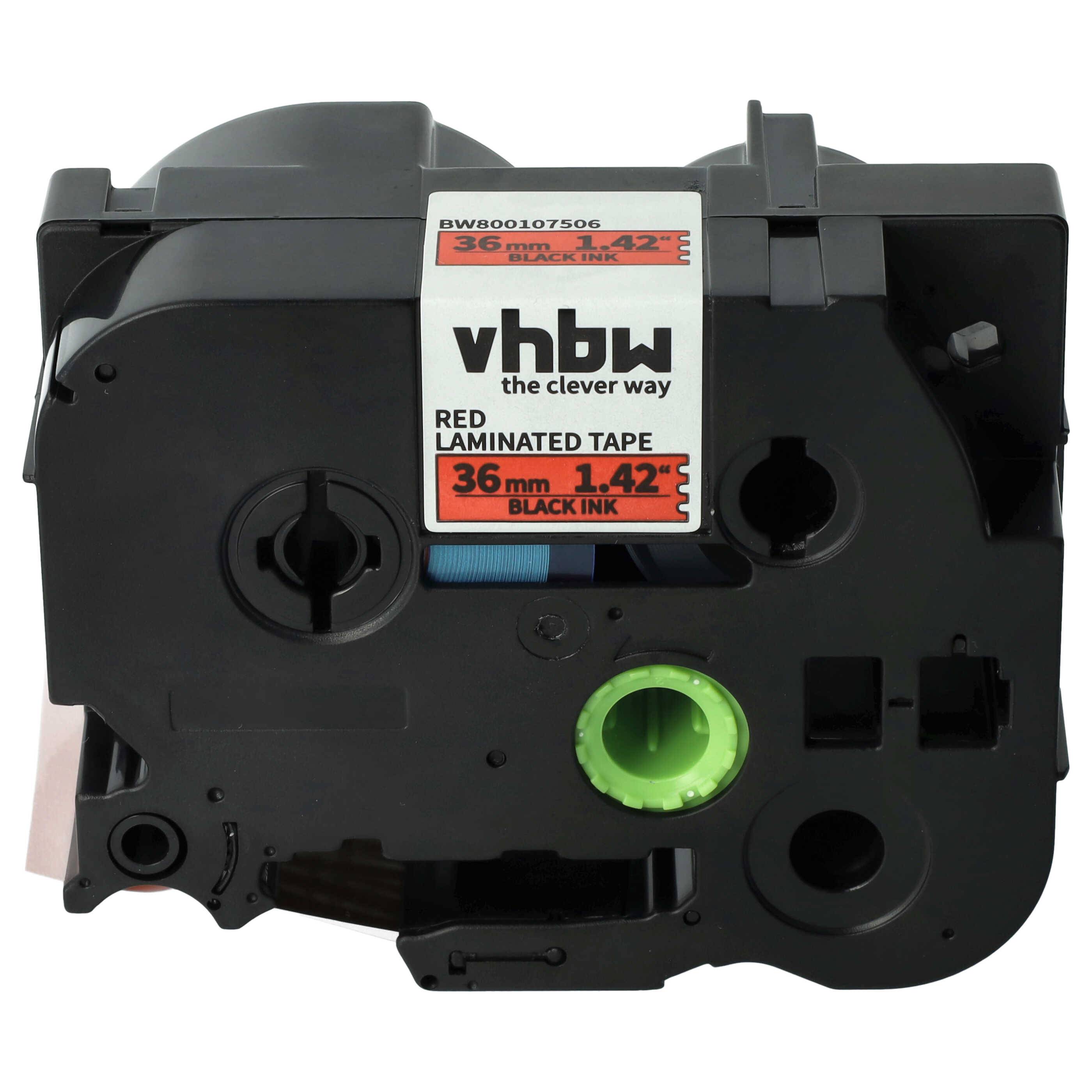vhbw Schriftband-Kassette kompatibel mit Brother PT 9600, 9700PC, 9800PCN Etiketten-Drucker 8m x 36mm Schwarz auf Rot
