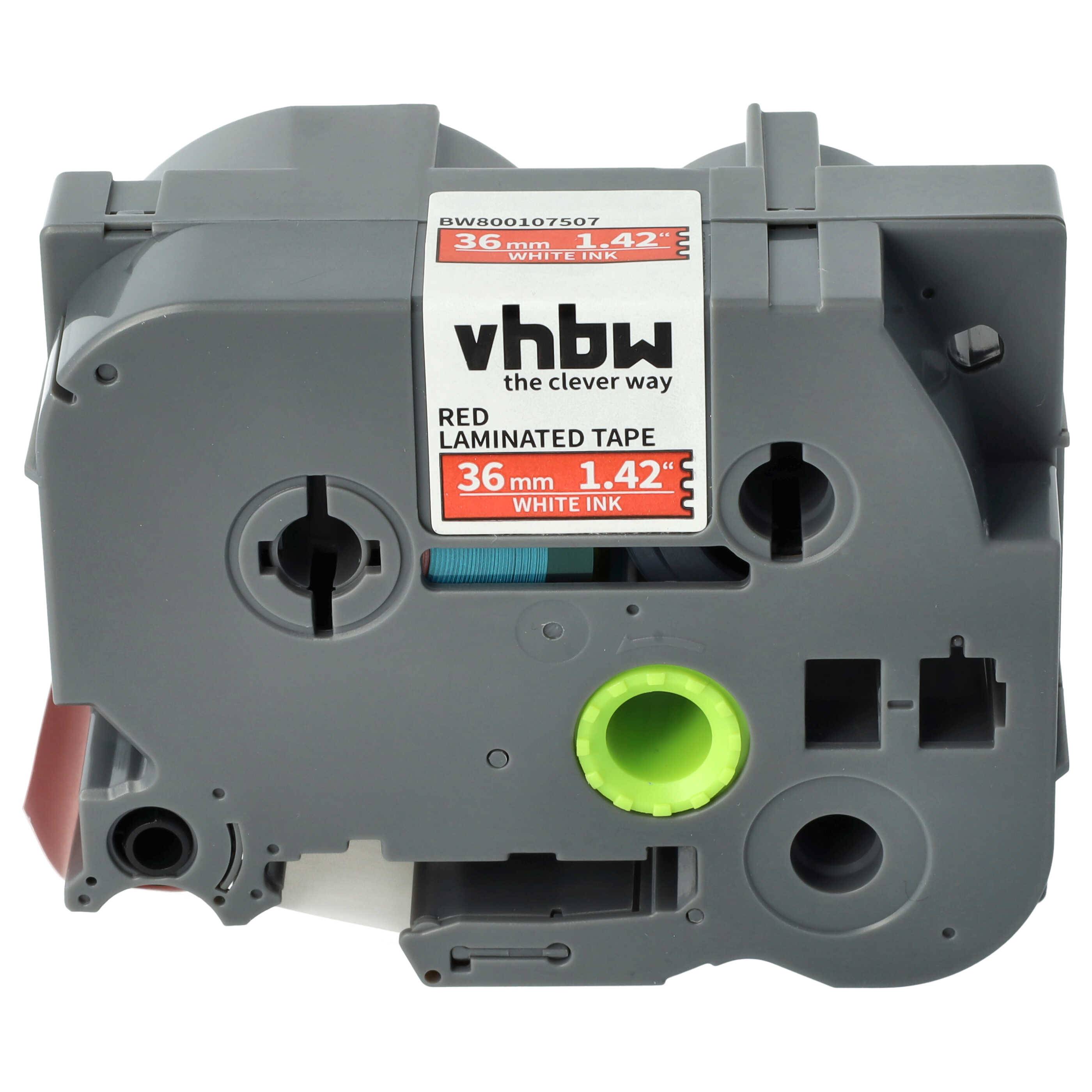 vhbw Schriftband-Kassette Ersatz für Brother TZE-465, TZ-465 für Etiketten-Drucker 8m x 36mm Weiß auf Rot