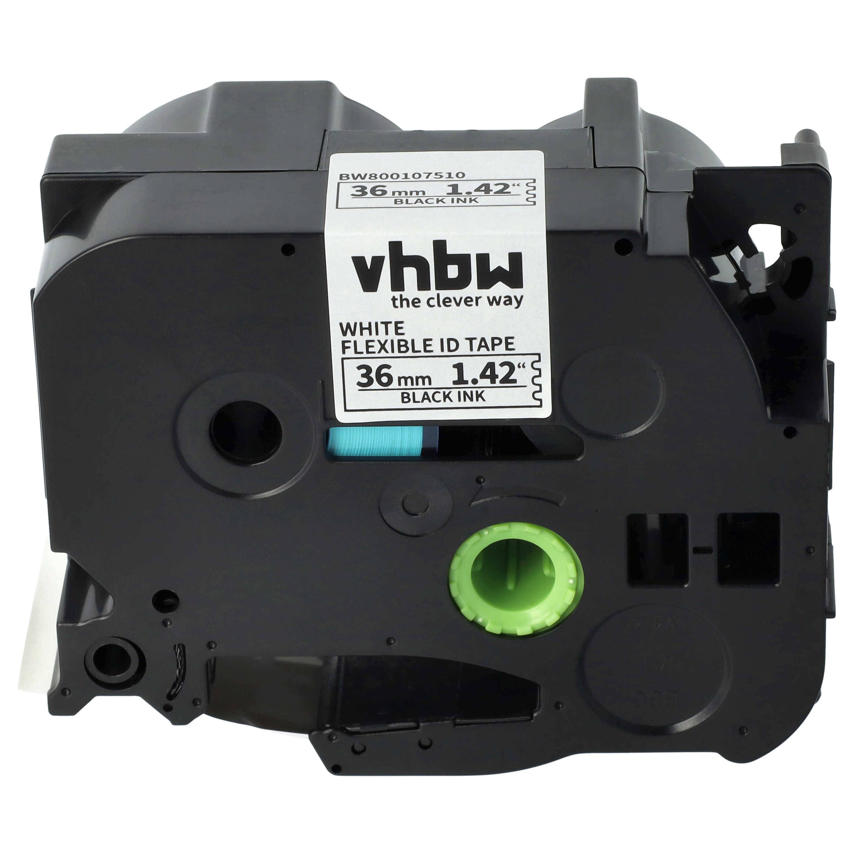 vhbw Schriftband-Kassette Ersatz für Brother TZ-FX261, TZE-FX261 für Etiketten-Drucker 8m x 36mm Schwarz auf Weiß, Flexibel