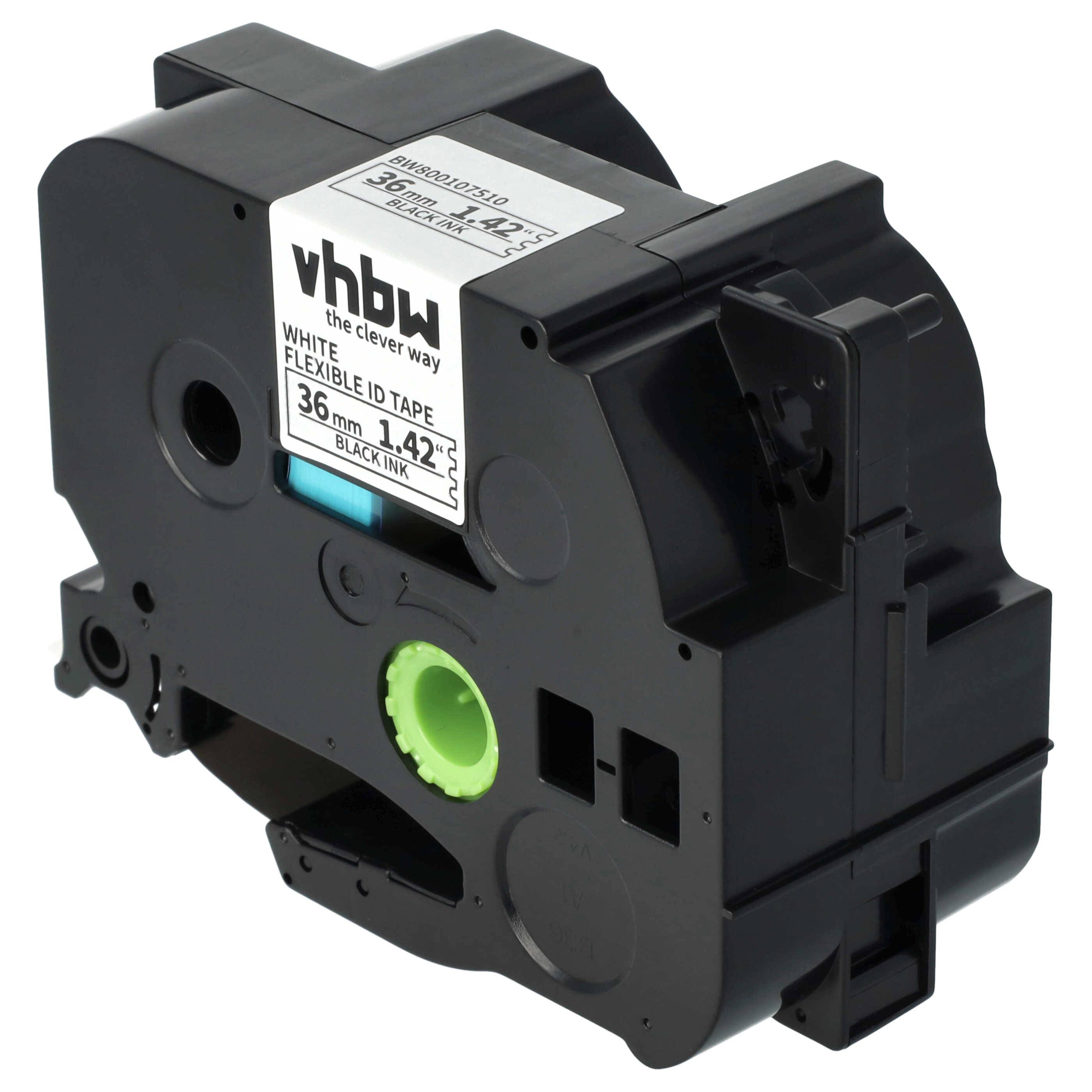 vhbw Schriftband-Kassette Ersatz für Brother TZ-FX261, TZE-FX261 für Etiketten-Drucker 8m x 36mm Schwarz auf Weiß, Flexibel