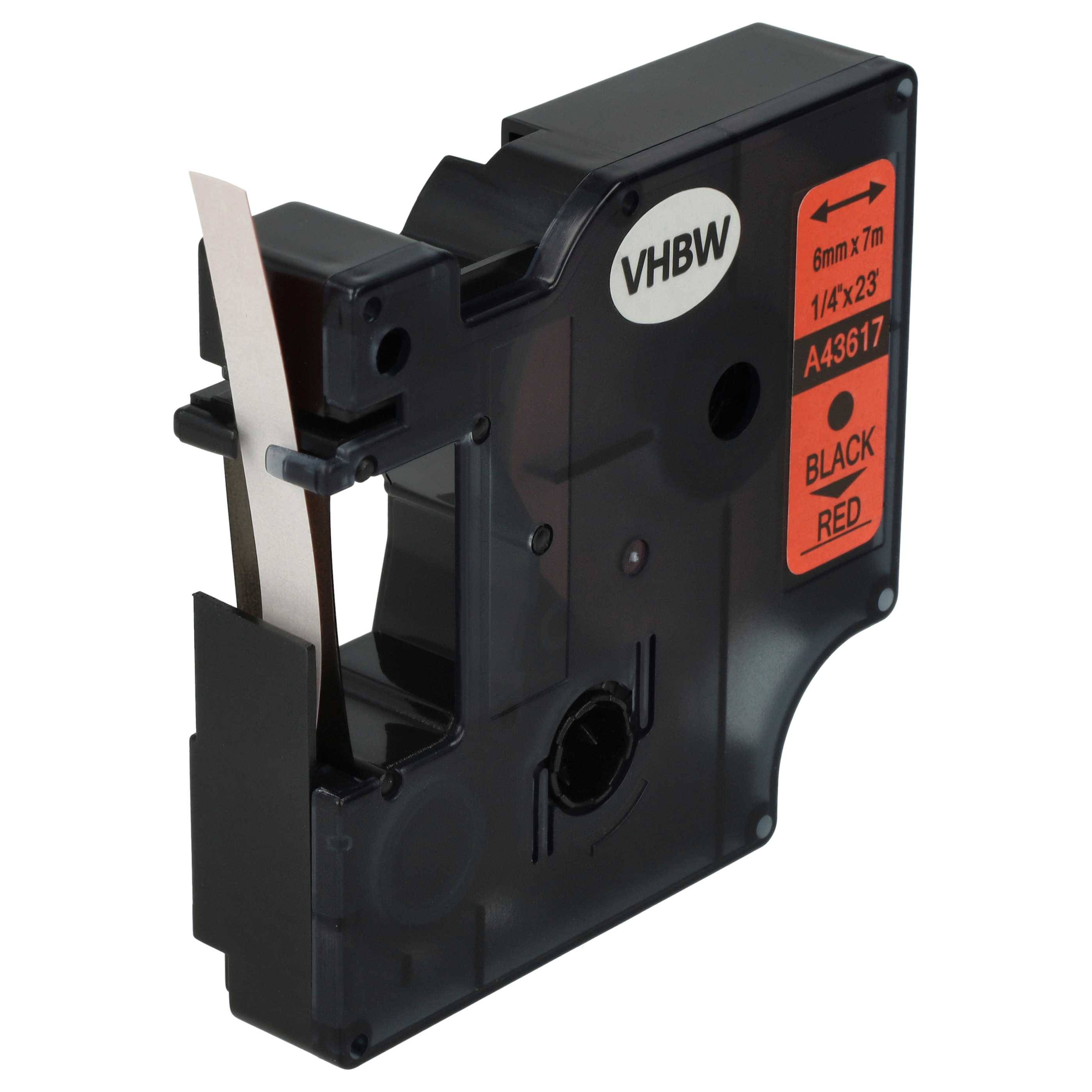vhbw Schriftband-Kassette Ersatz für Dymo D1, 43617 für Etiketten-Drucker 7m x 6mm Schwarz auf Rot