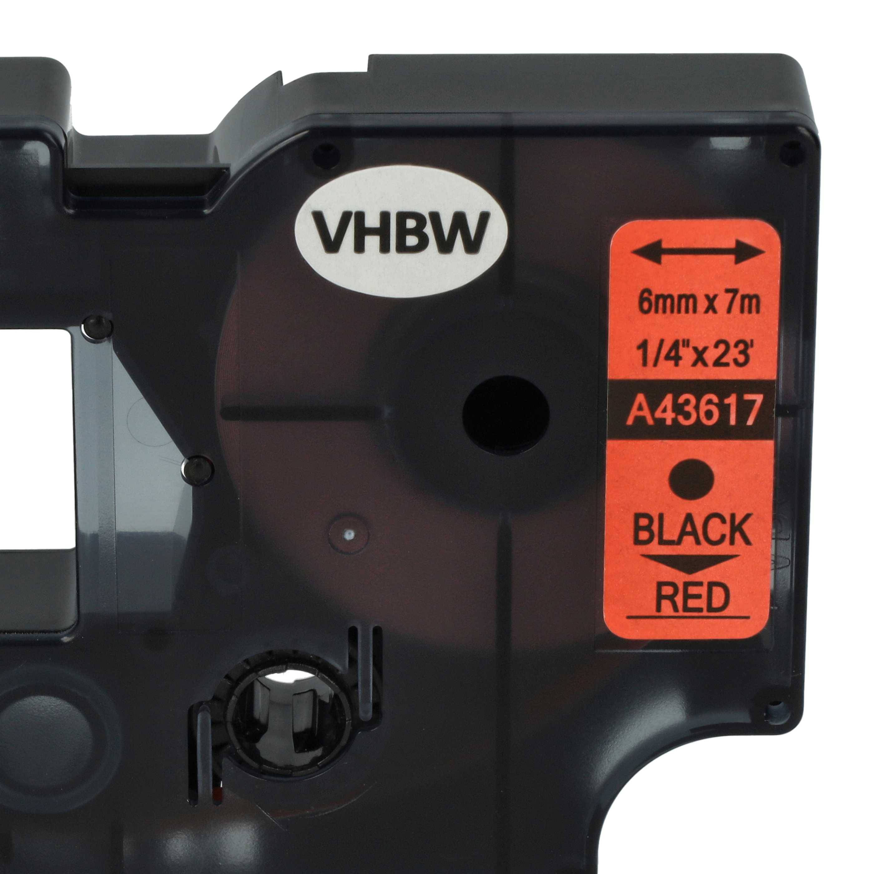 vhbw Schriftband-Kassette kompatibel mit Dymo LabelWriter Duo 400, Duo, Duo 450 Etiketten-Drucker 7m x 6mm Schwarz auf Rot