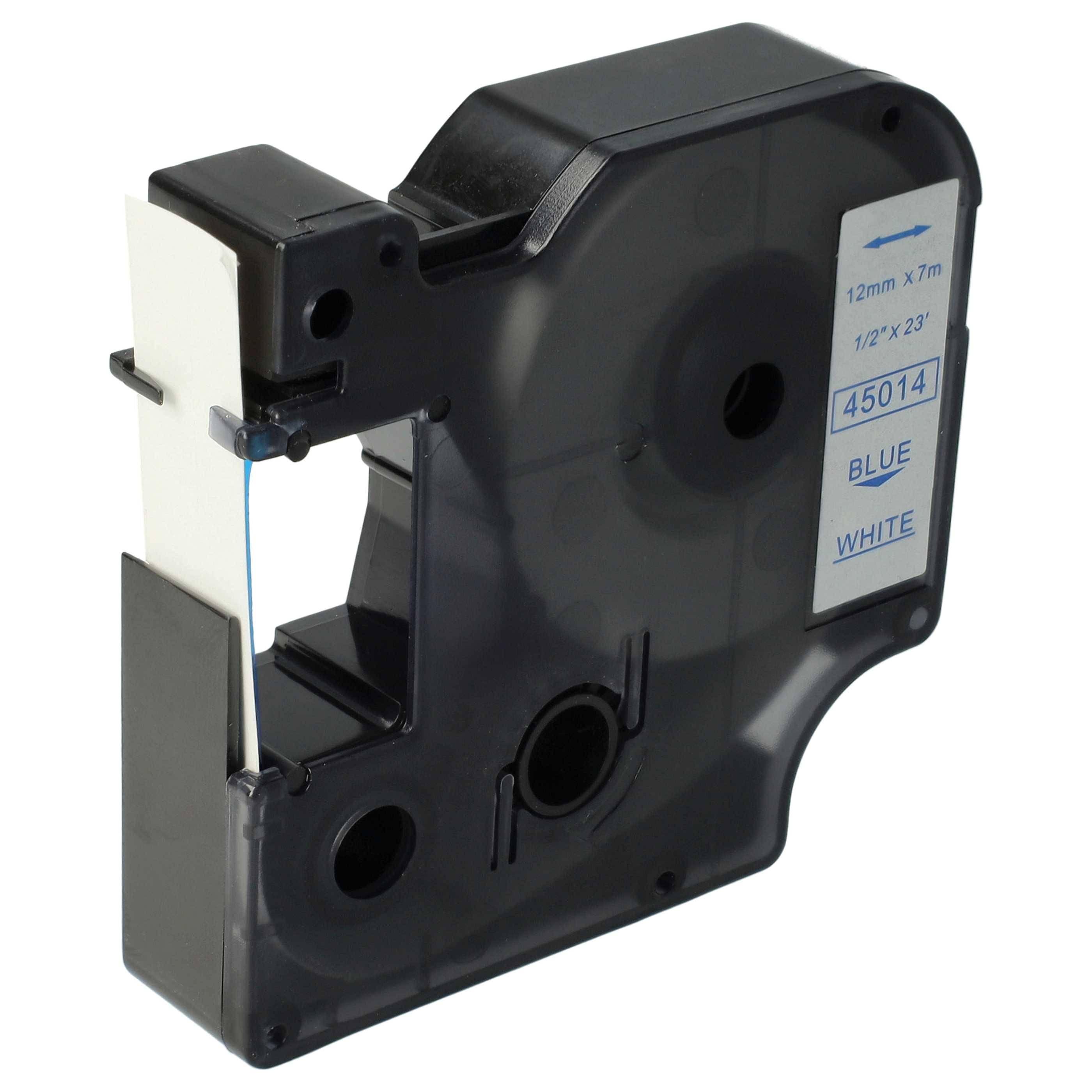 vhbw Schriftband-Kassette kompatibel mit Dymo LabelWriter Duo 400, Duo, Duo 450 Etiketten-Drucker 7m x 12mm Blau auf Weiß