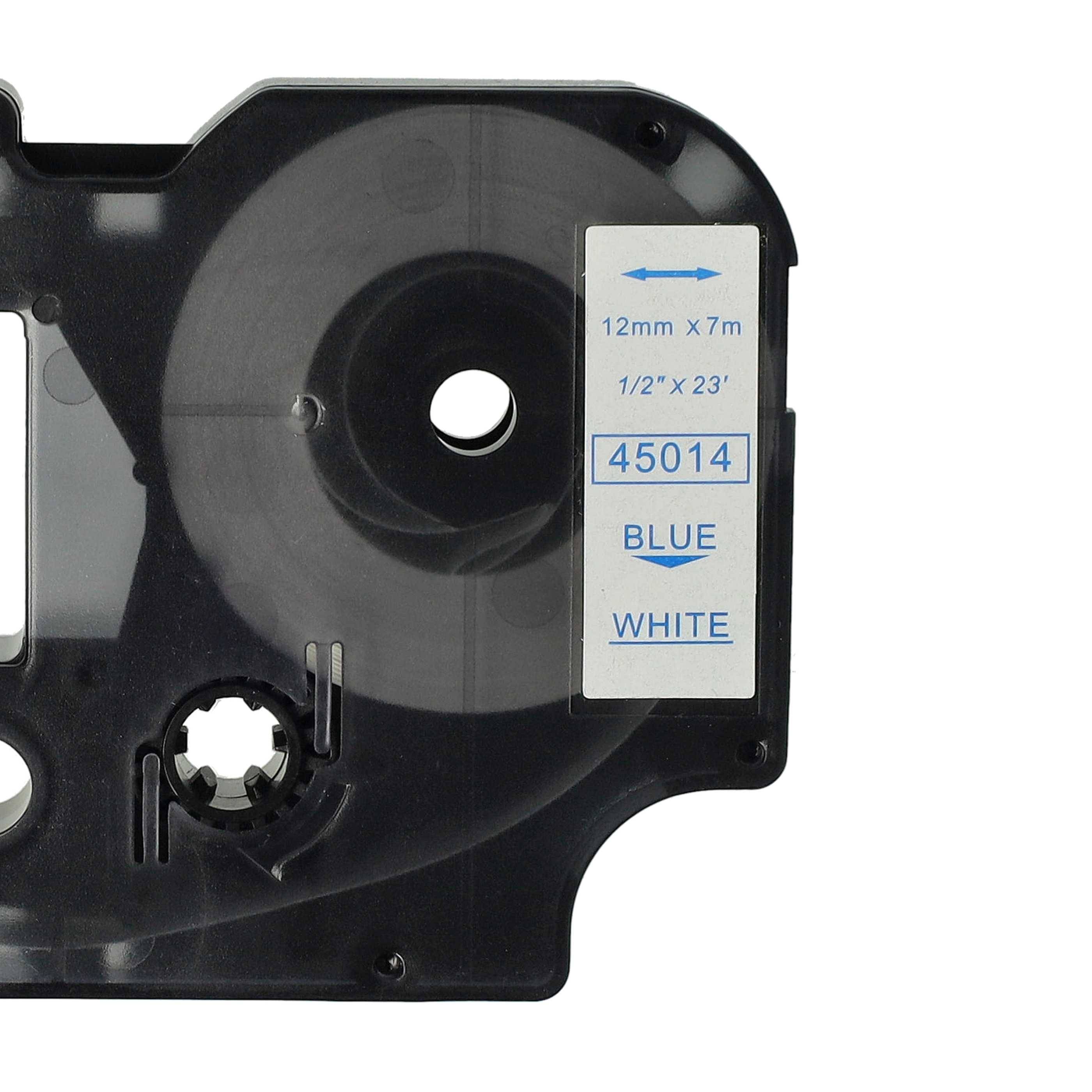 vhbw Schriftband-Kassette kompatibel mit Dymo LabelWriter Duo 400, Duo, Duo 450 Etiketten-Drucker 7m x 12mm Blau auf Weiß