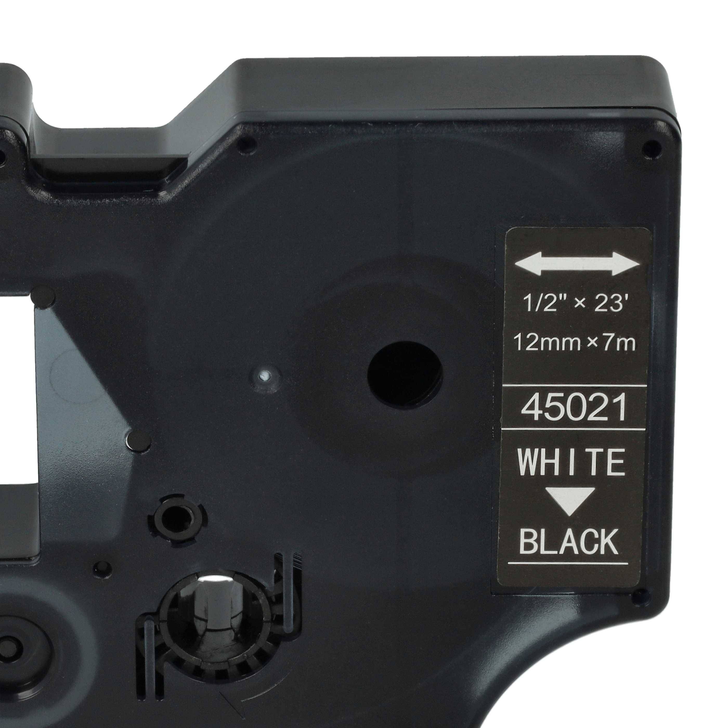 vhbw Schriftband-Kassette Ersatz für Dymo D1, S0720610, 45021 für Etiketten-Drucker 7m x 12mm Weiß auf Schwarz