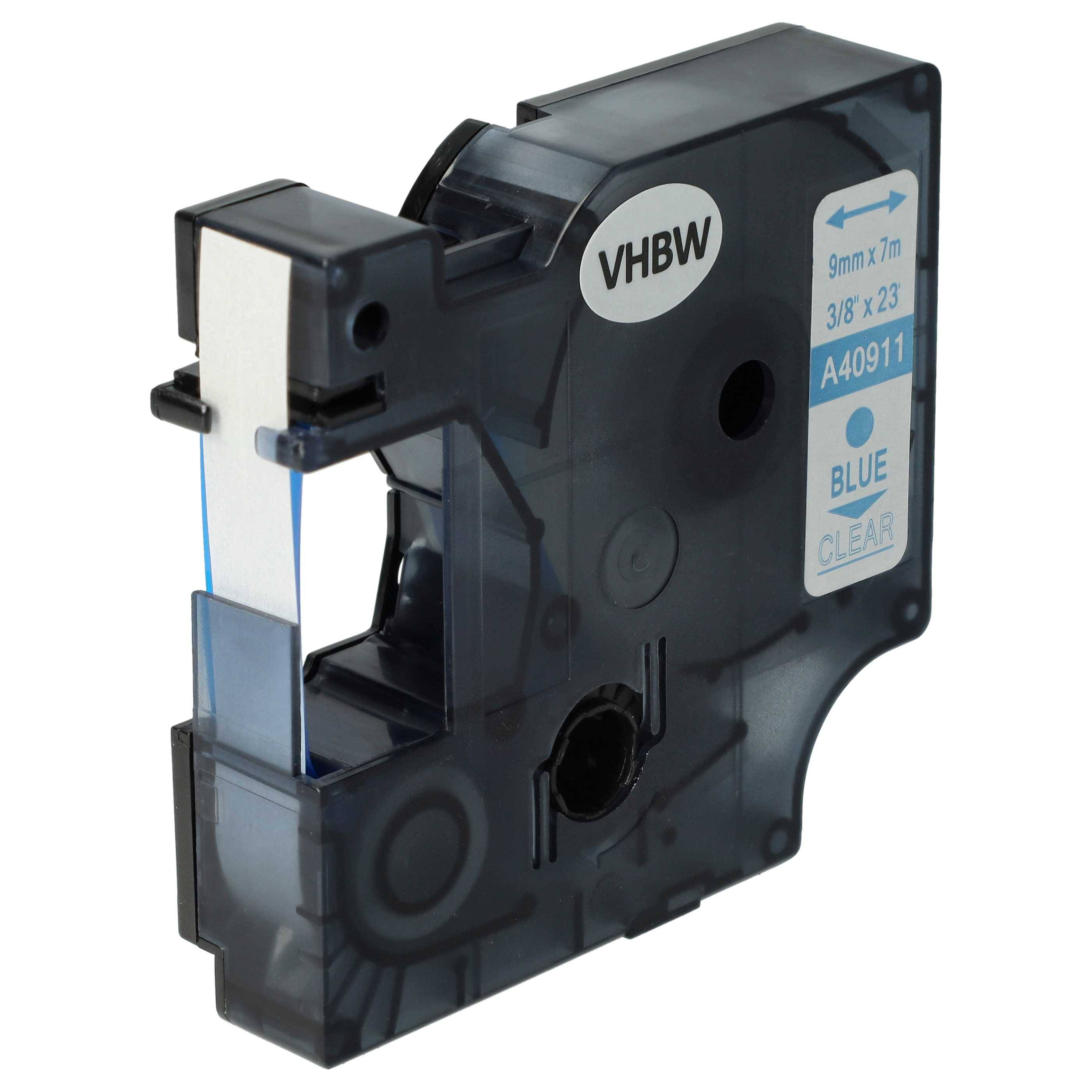 vhbw Schriftband-Kassette kompatibel mit Dymo LabelMaker PC2, PC Etiketten-Drucker 7m x 9mm Blau auf Transparent