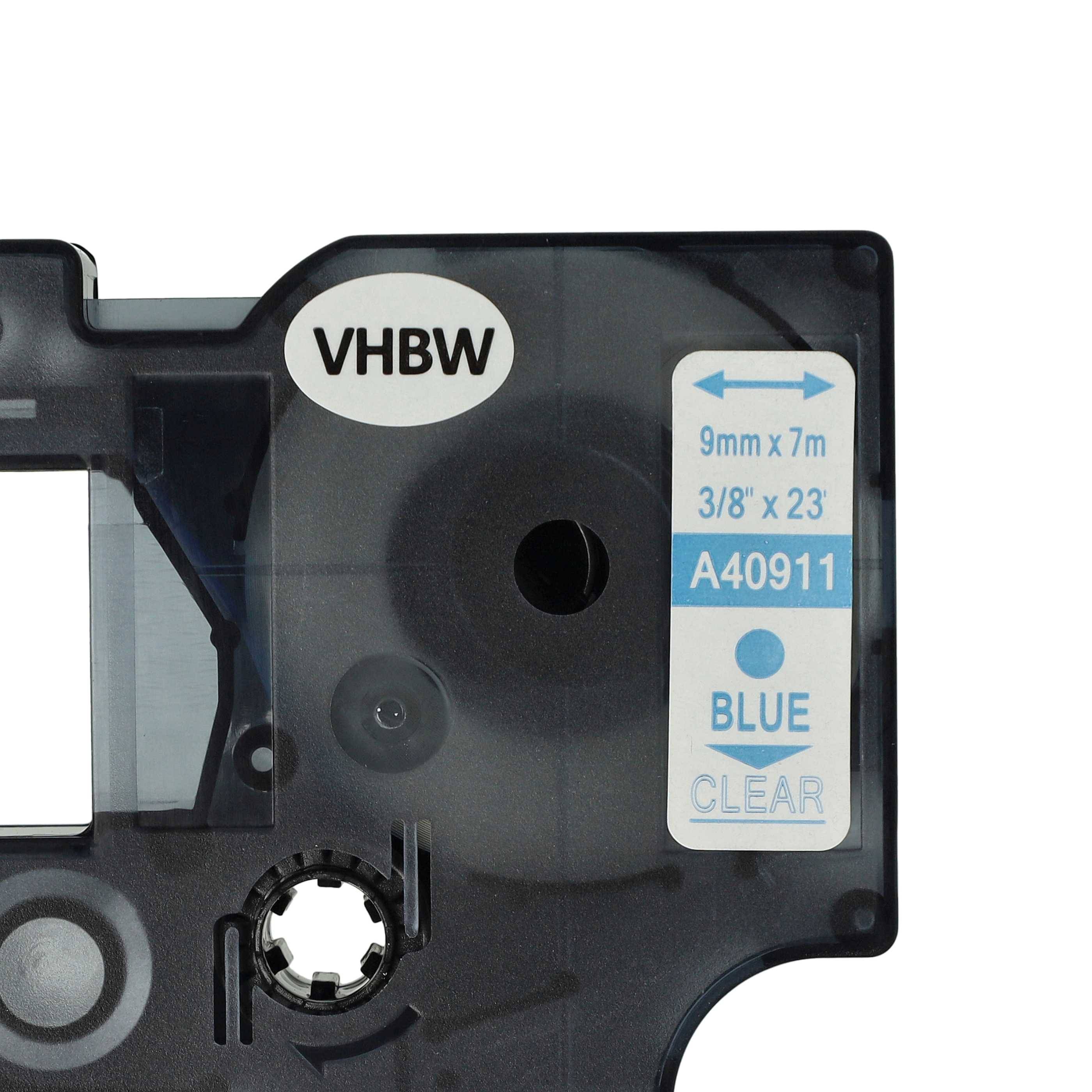 vhbw Schriftband-Kassette kompatibel mit Dymo LabelManager 420P | 400, 450, 300, 350, 280, 360D, 350D Etiketten-Drucker 7m x 9mm Blau auf