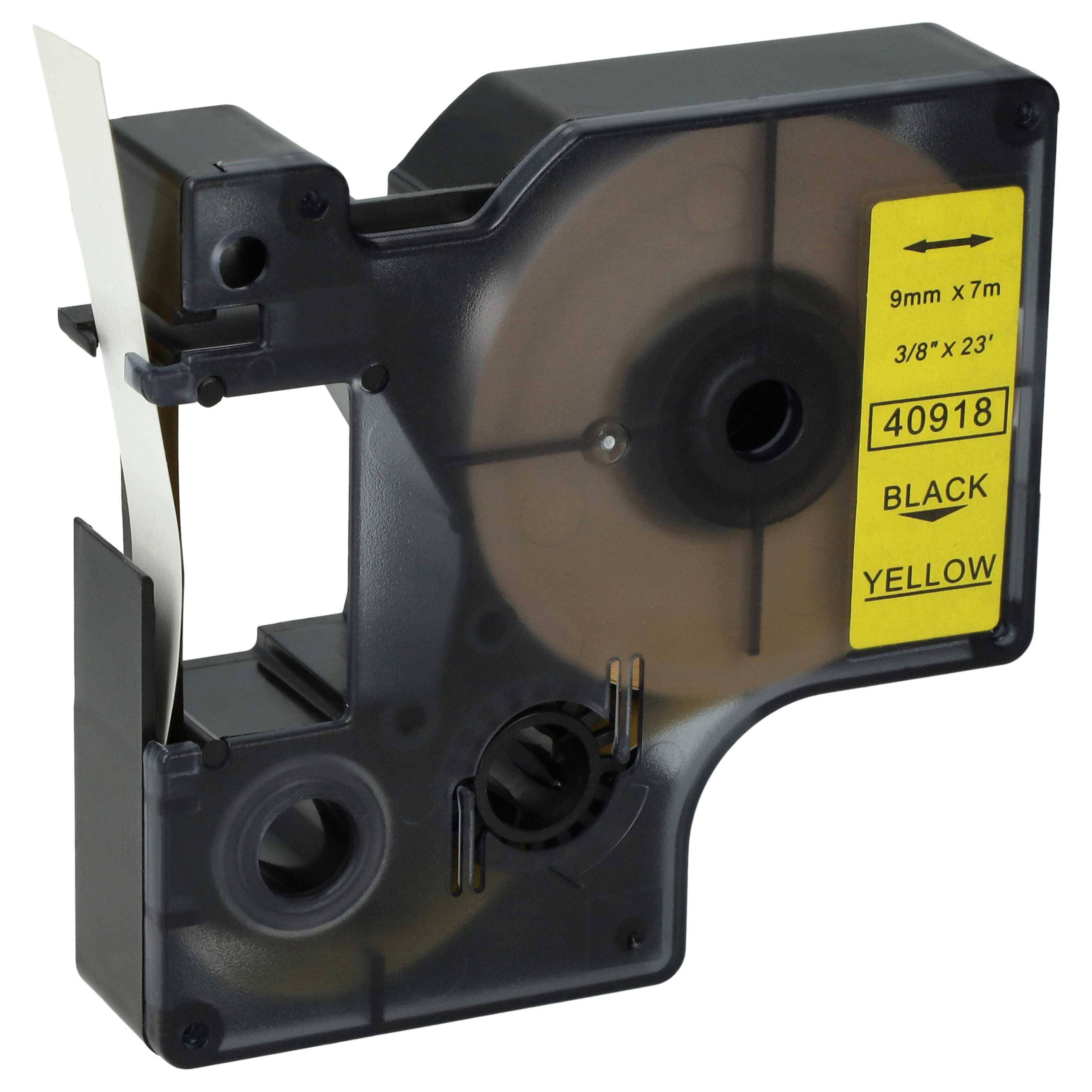 vhbw Schriftband-Kassette kompatibel mit Dymo 5000, 2000, 5500, 1000+, 1000, 4500, 3500 Etiketten-Drucker 7m x 9mm Schwarz auf Gelb