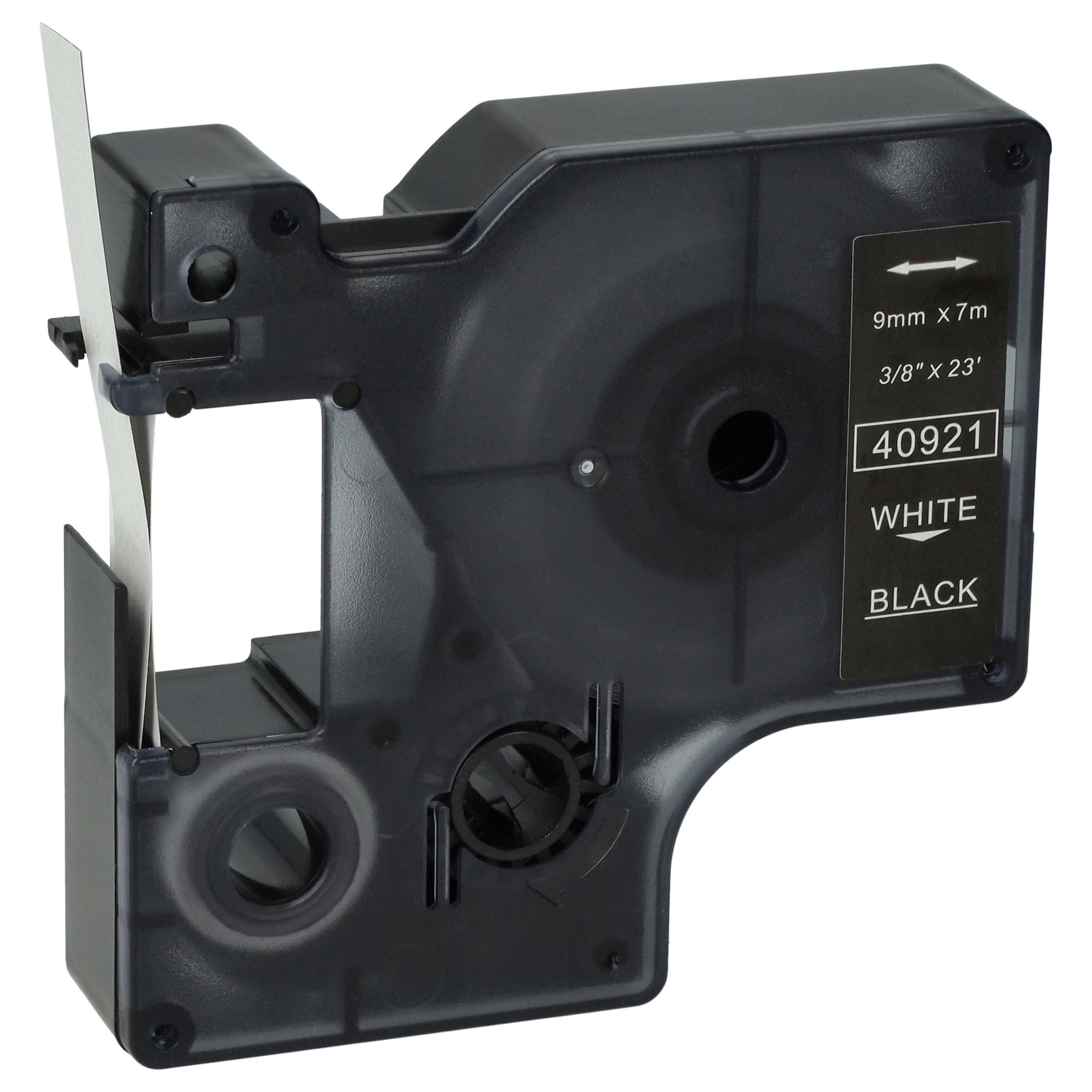 vhbw Schriftband-Kassette kompatibel mit Dymo LabelMaker PC2 | PC Etiketten-Drucker 7m x 9mm Weiß auf Schwarz