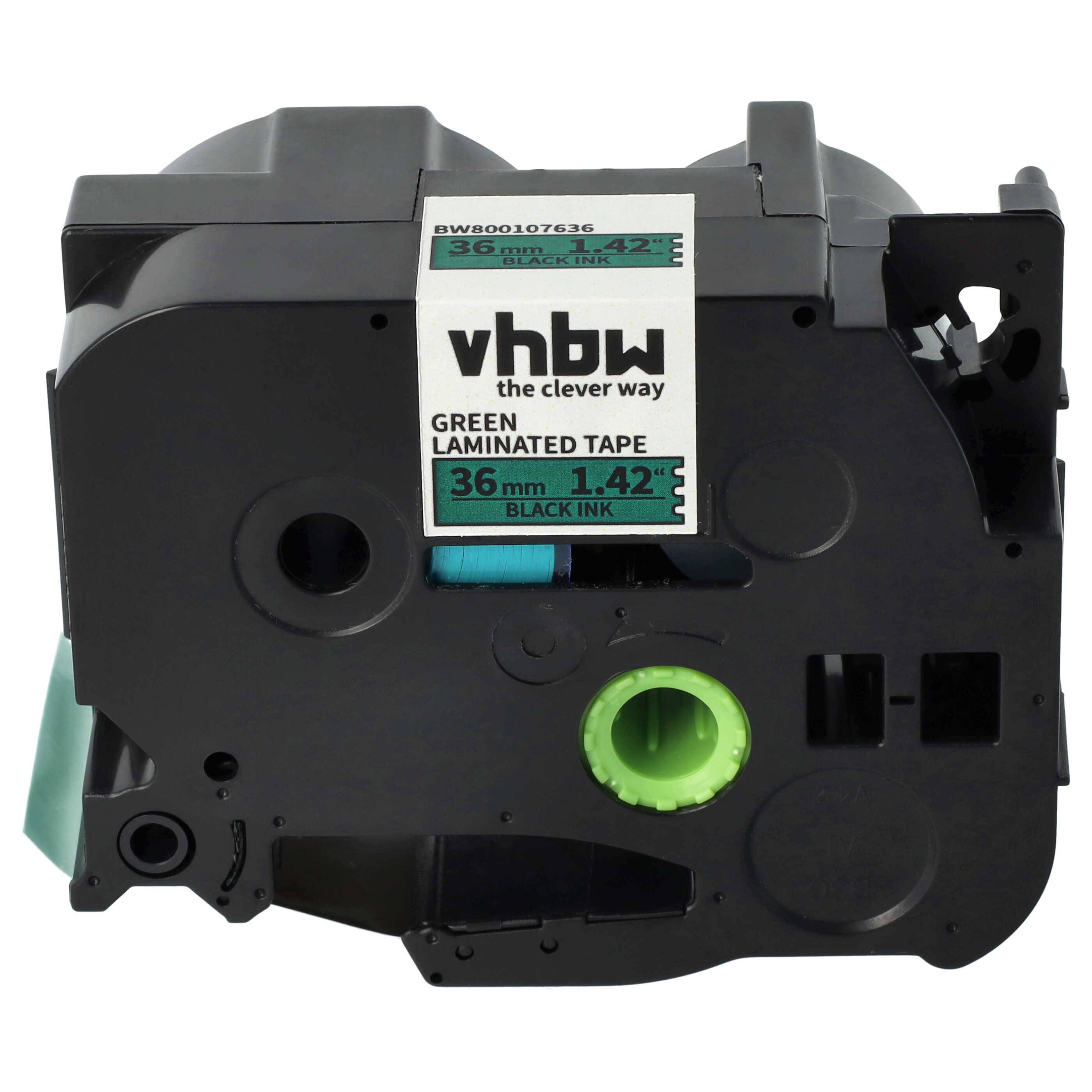 vhbw Schriftband-Kassette kompatibel mit Brother PT 550 | 9200, 550A, 3600, 9200PC, 9200DX, 9500, 9500pc Etiketten-Drucker 8m x 36mm Schwarz au