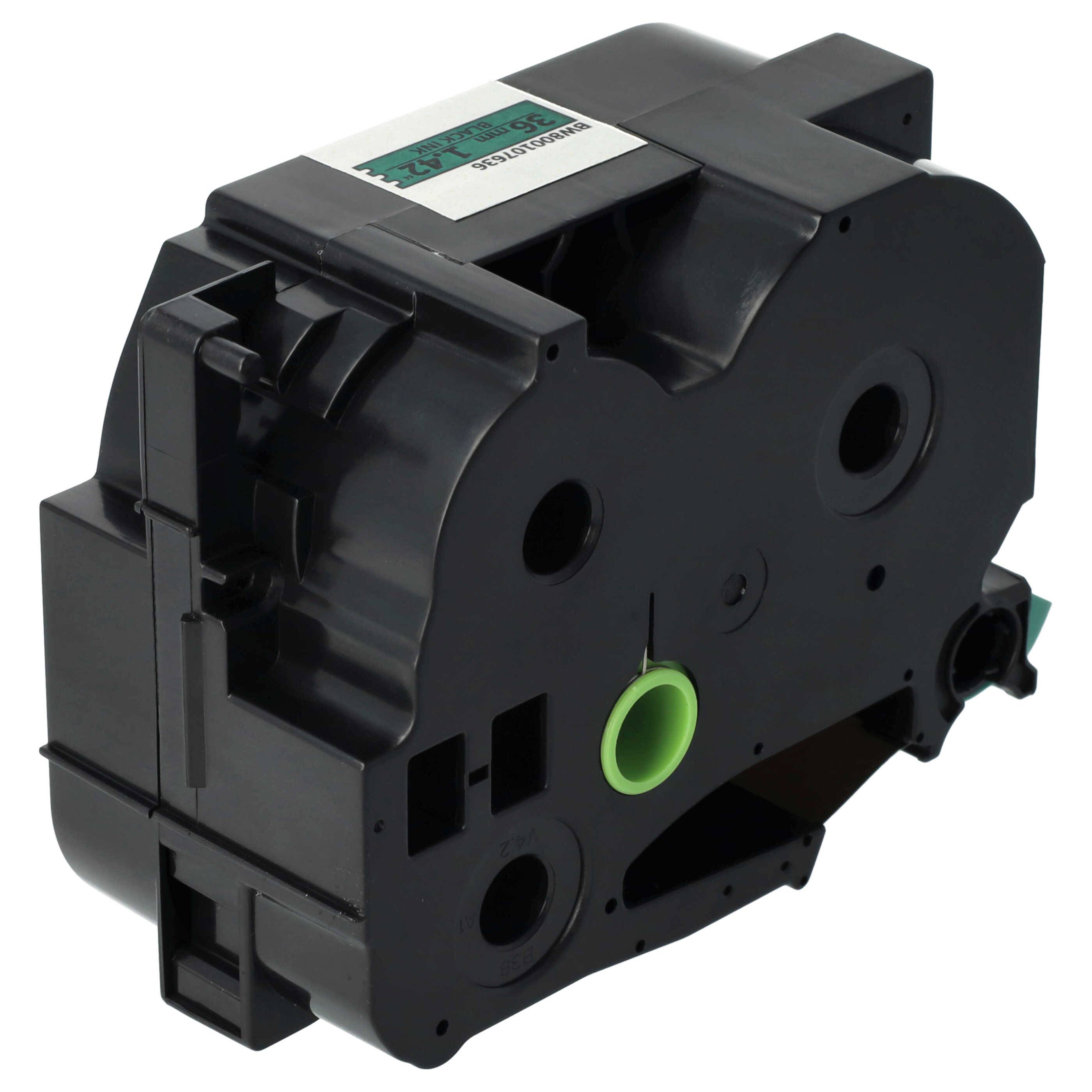 vhbw Schriftband-Kassette kompatibel mit Brother PT 550 | 9200, 550A, 3600, 9200PC, 9200DX, 9500, 9500pc Etiketten-Drucker 8m x 36mm Schwarz au
