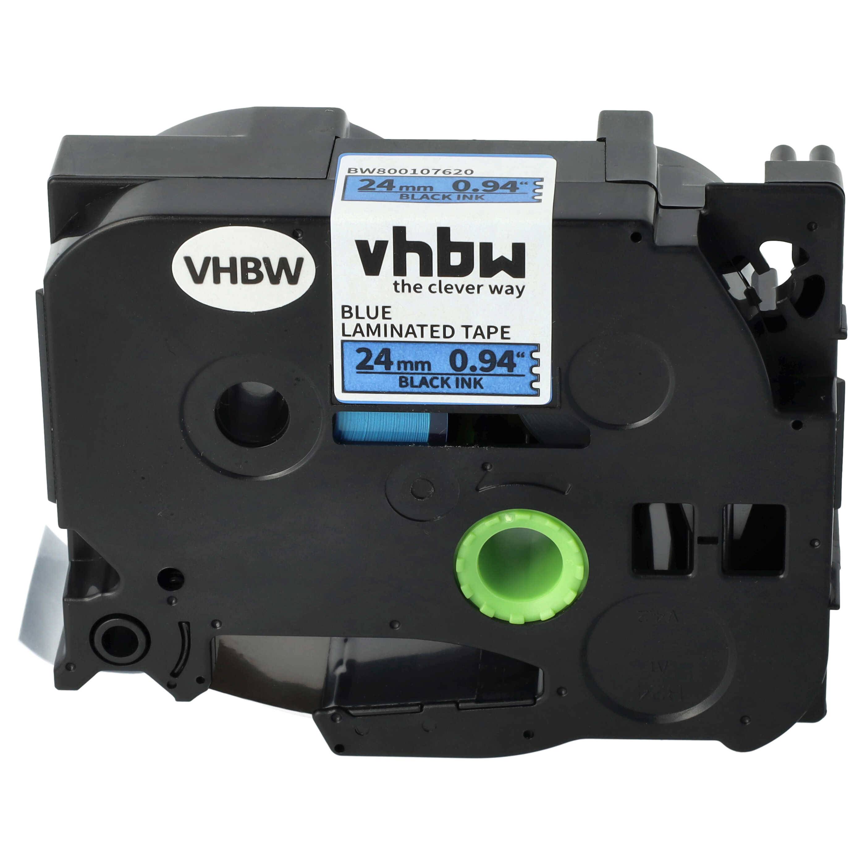 vhbw Schriftband-Kassette kompatibel mit Brother PT H 500 Li, P 700, RL 700 S Etiketten-Drucker 8m x 24mm Schwarz auf Blau