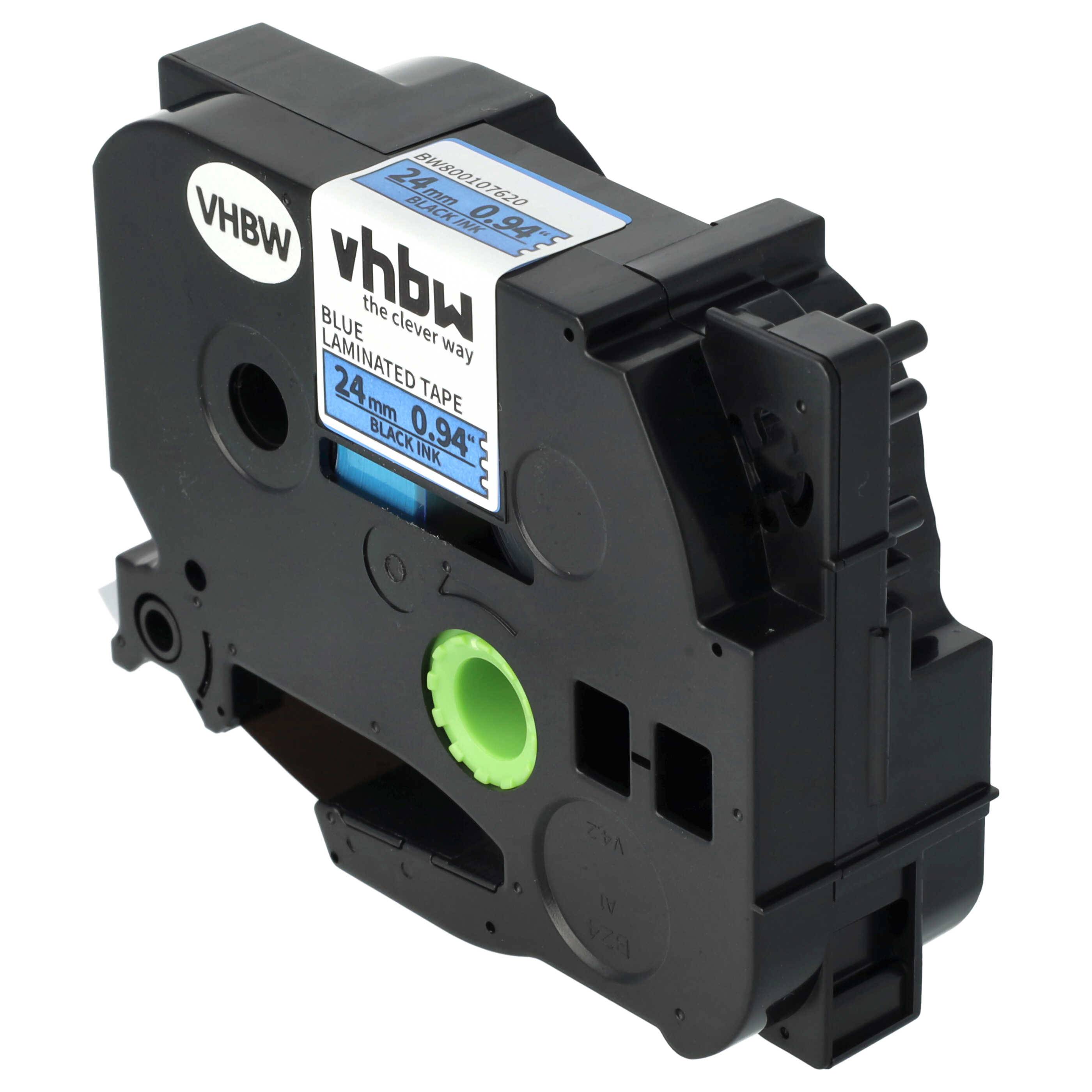 vhbw Schriftband-Kassette kompatibel mit Brother PT H 500 Li, P 700, RL 700 S Etiketten-Drucker 8m x 24mm Schwarz auf Blau
