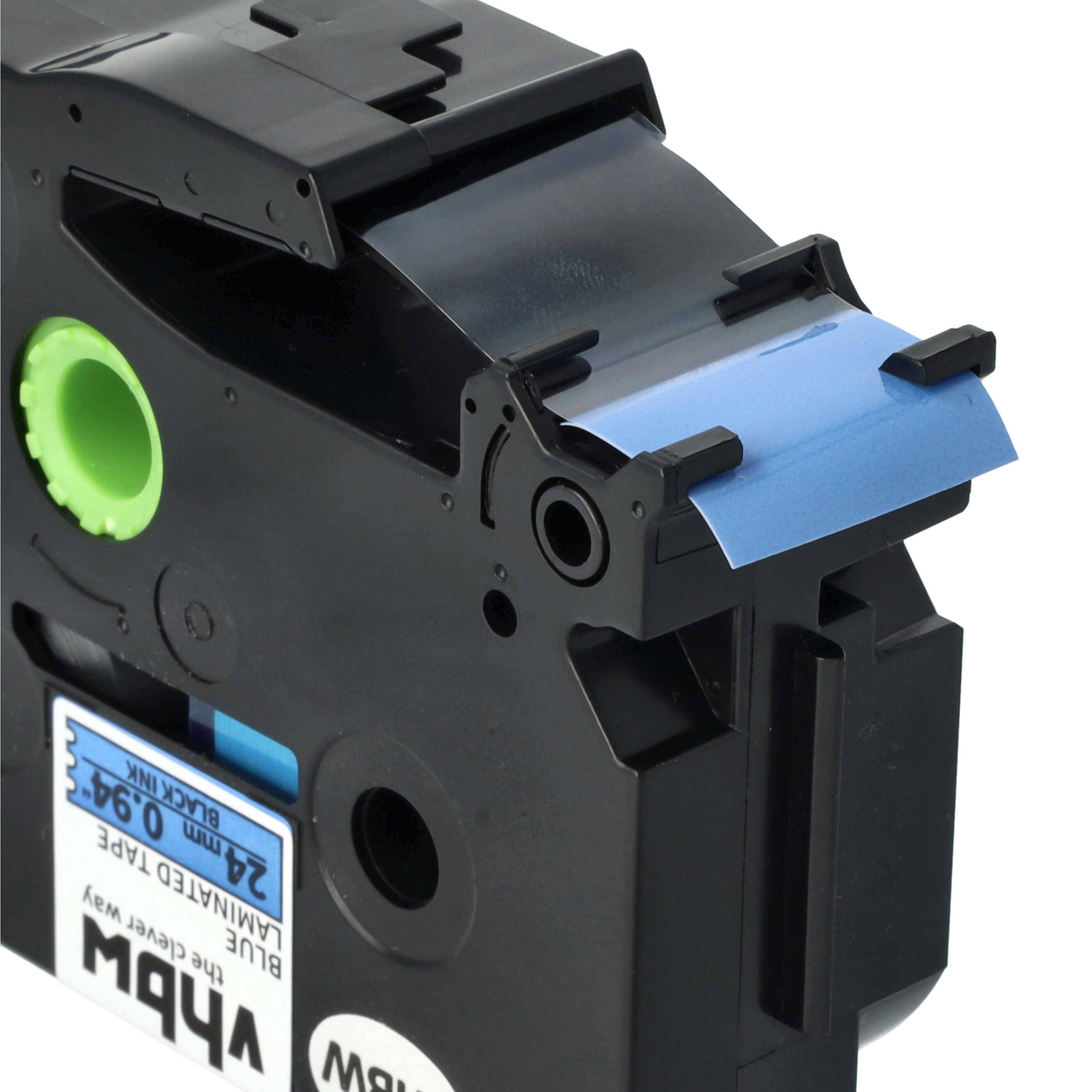 vhbw Schriftband-Kassette kompatibel mit Brother PT H 500 Li, P 700, RL 700 S Etiketten-Drucker 8m x 24mm Schwarz auf Blau