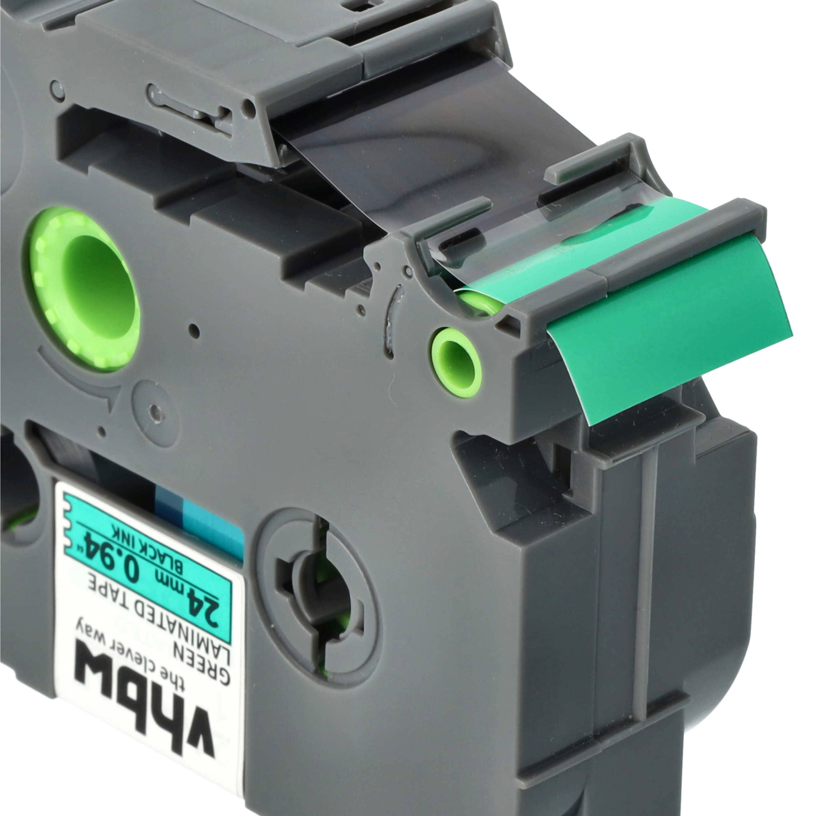 vhbw Schriftband-Kassette Ersatz für Brother TZ-751, TZE-751 für Etiketten-Drucker 8m x 24mm Schwarz auf Grün