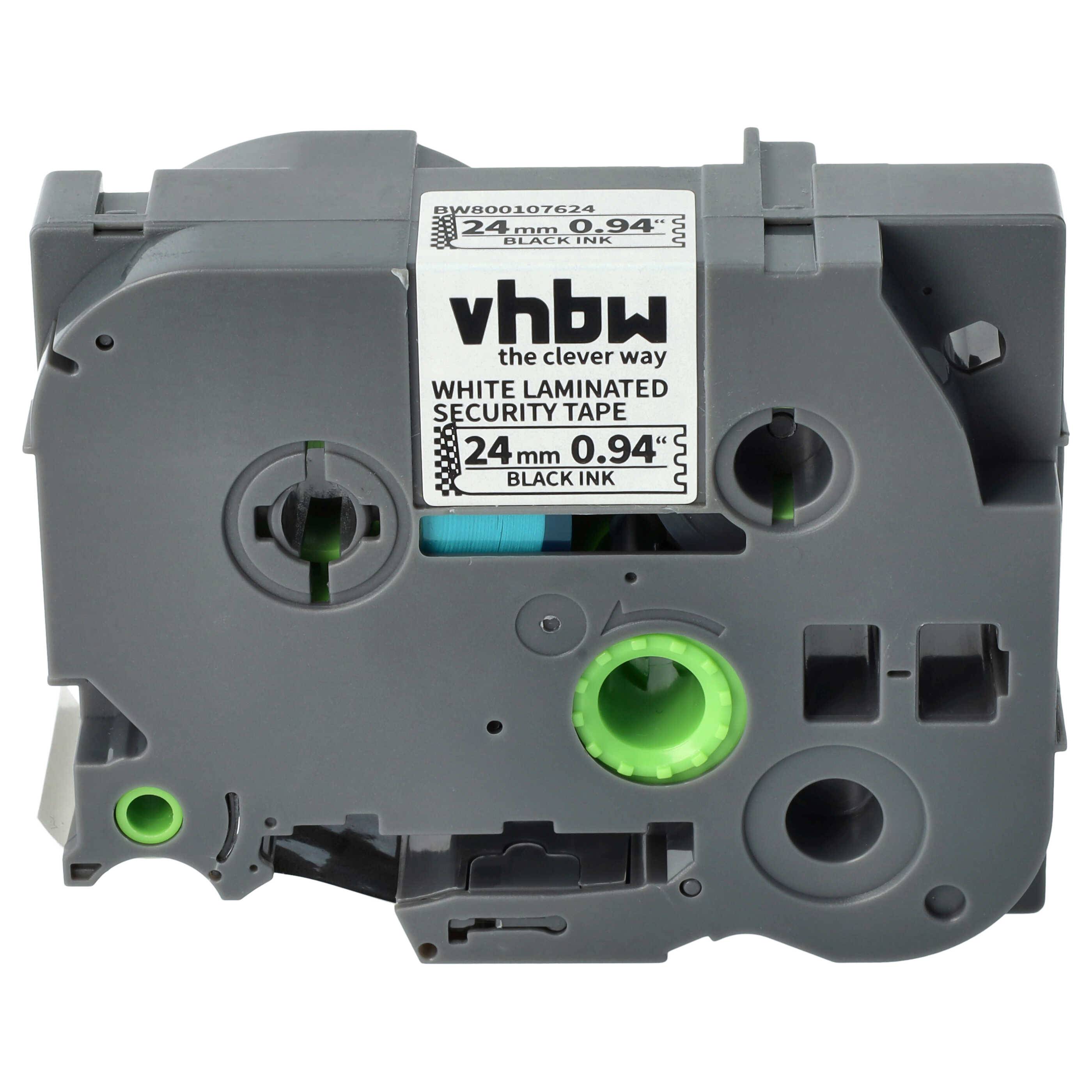 vhbw Schriftband-Kassette kompatibel mit Brother PT 9700 PC, 9800 PCN, E 500 VP, H 500 Etiketten-Drucker 8m x 24mm Schwarz auf Weiß Sicherheitsband