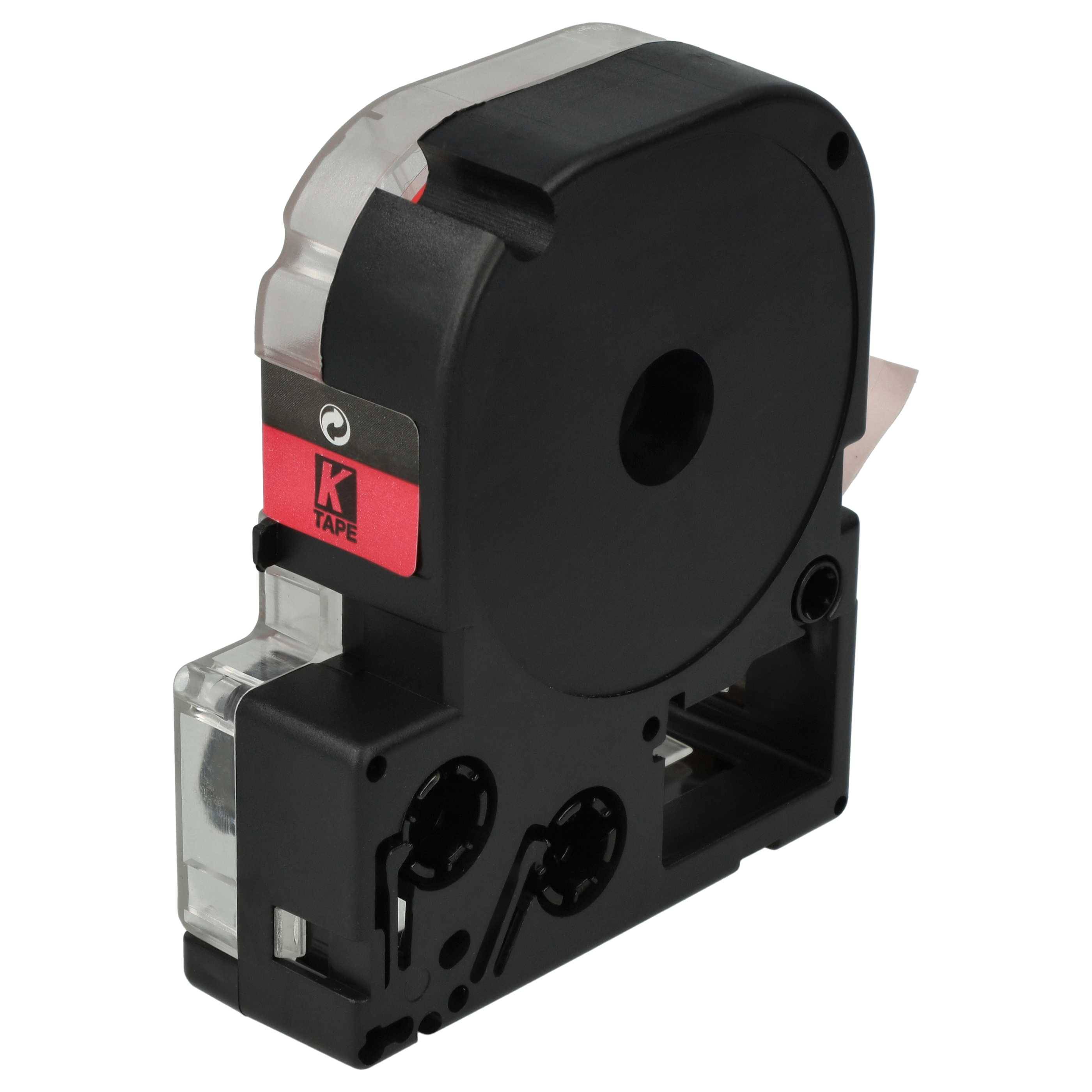 vhbw Schriftband-Kassette kompatibel mit KingJim SR3900C, SR150, SR3700P, SR330, SR300TF, SR180, SR230C Etiketten-Drucker 8m x 9mm Schwarz auf Rot