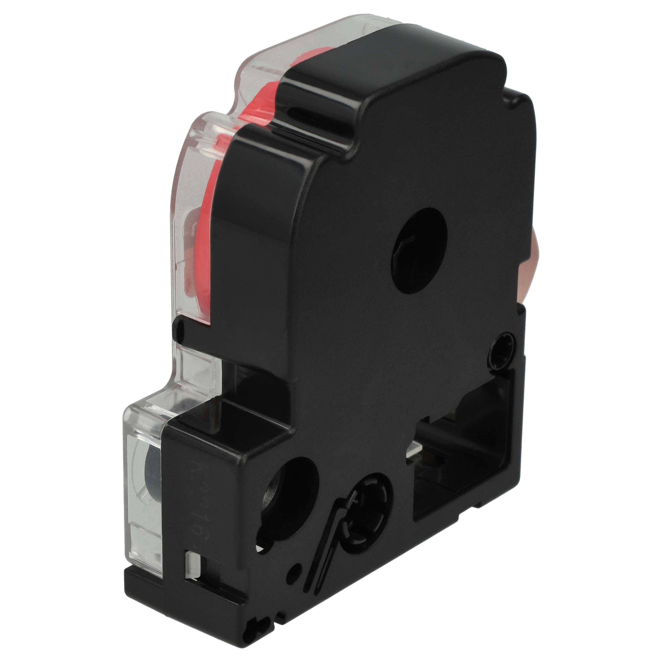 vhbw Schriftband-Kassette kompatibel mit KingJim SR-PBW1, SR-RK1, SR950 Etiketten-Drucker 8m x 12mm Schwarz auf Rot