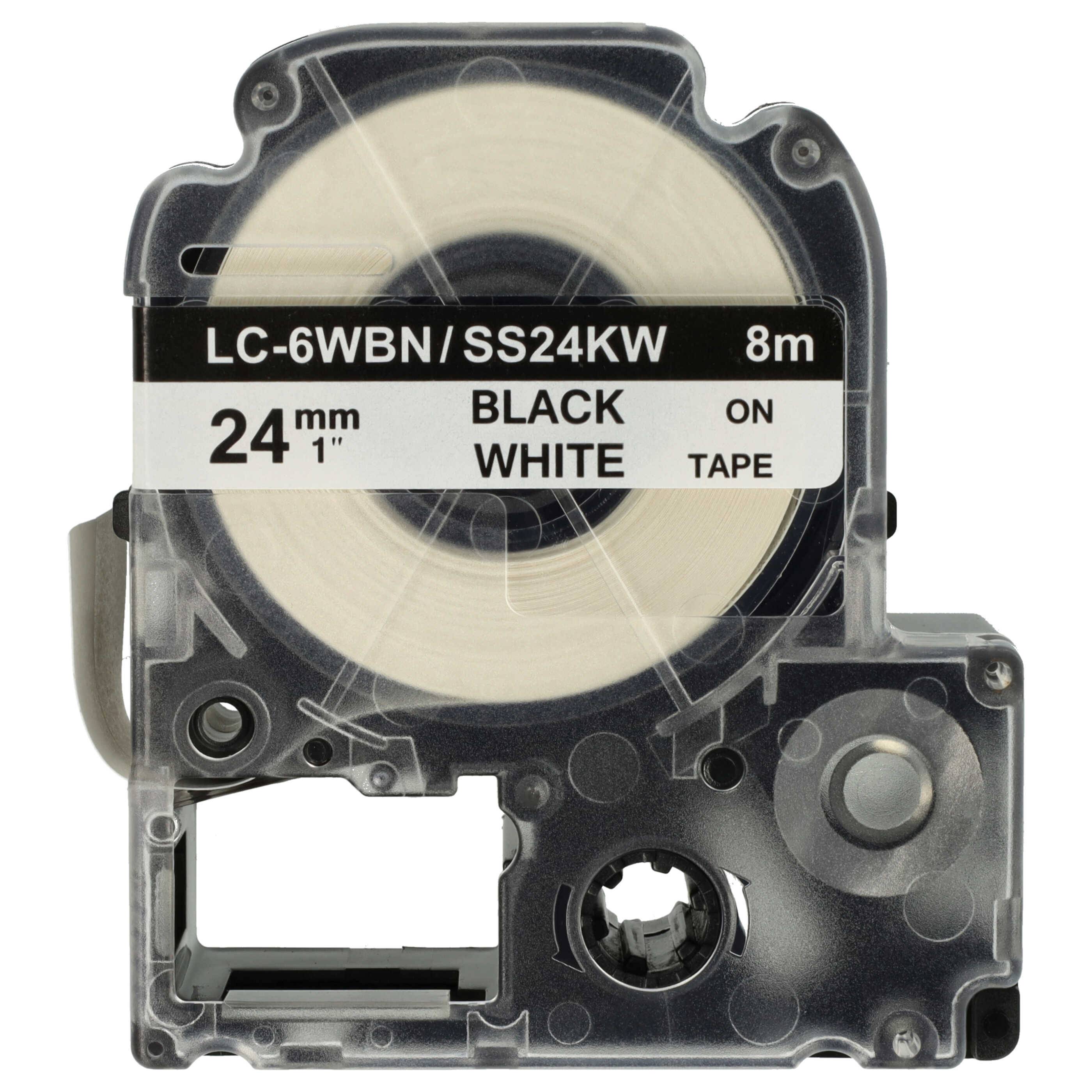 vhbw Schriftband-Kassette kompatibel mit Epson LabelWorks LW-1000P | LW-600P Etiketten-Drucker 8m x 24mm Schwarz auf Weiß - Ersatz für SS24KW, LC-6W