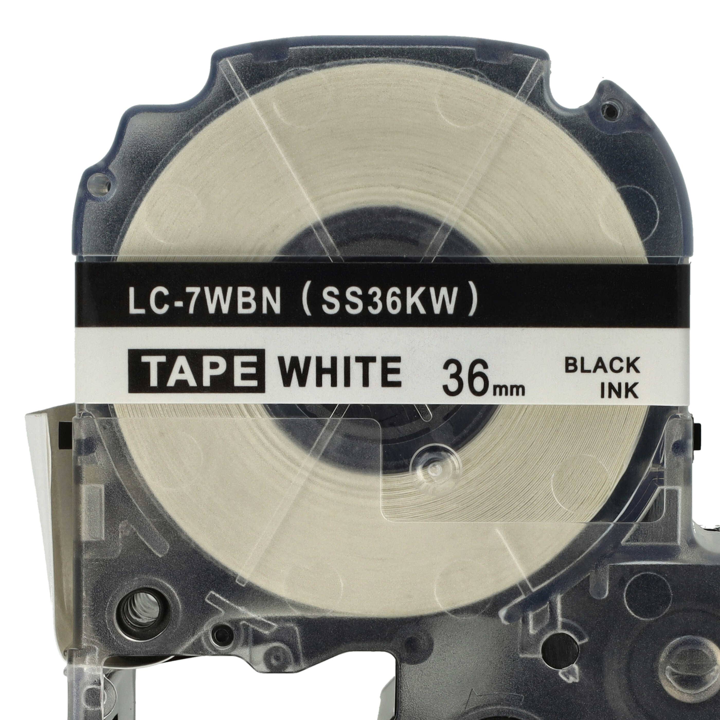 vhbw Schriftband-Kassette kompatibel mit Epson LabelWorks LW-1000P | LW-600P, LW-500, LW-400, LW-300 Etiketten-Drucker 8m x 36mm Schwarz auf Weiß