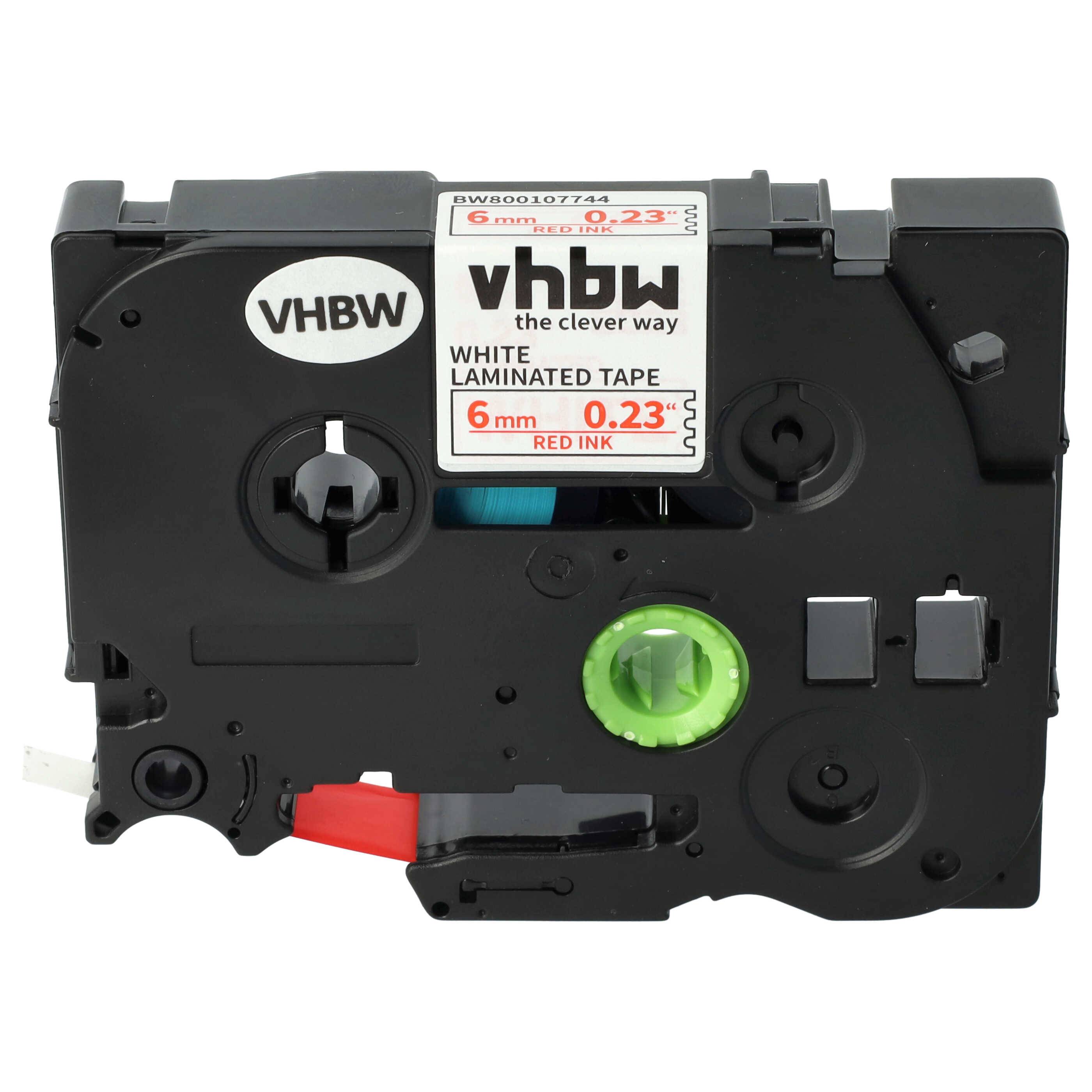 vhbw Schriftband-Kassette Ersatz für Brother TZE-212 für Etiketten-Drucker 8m x 6mm Rot auf Weiß